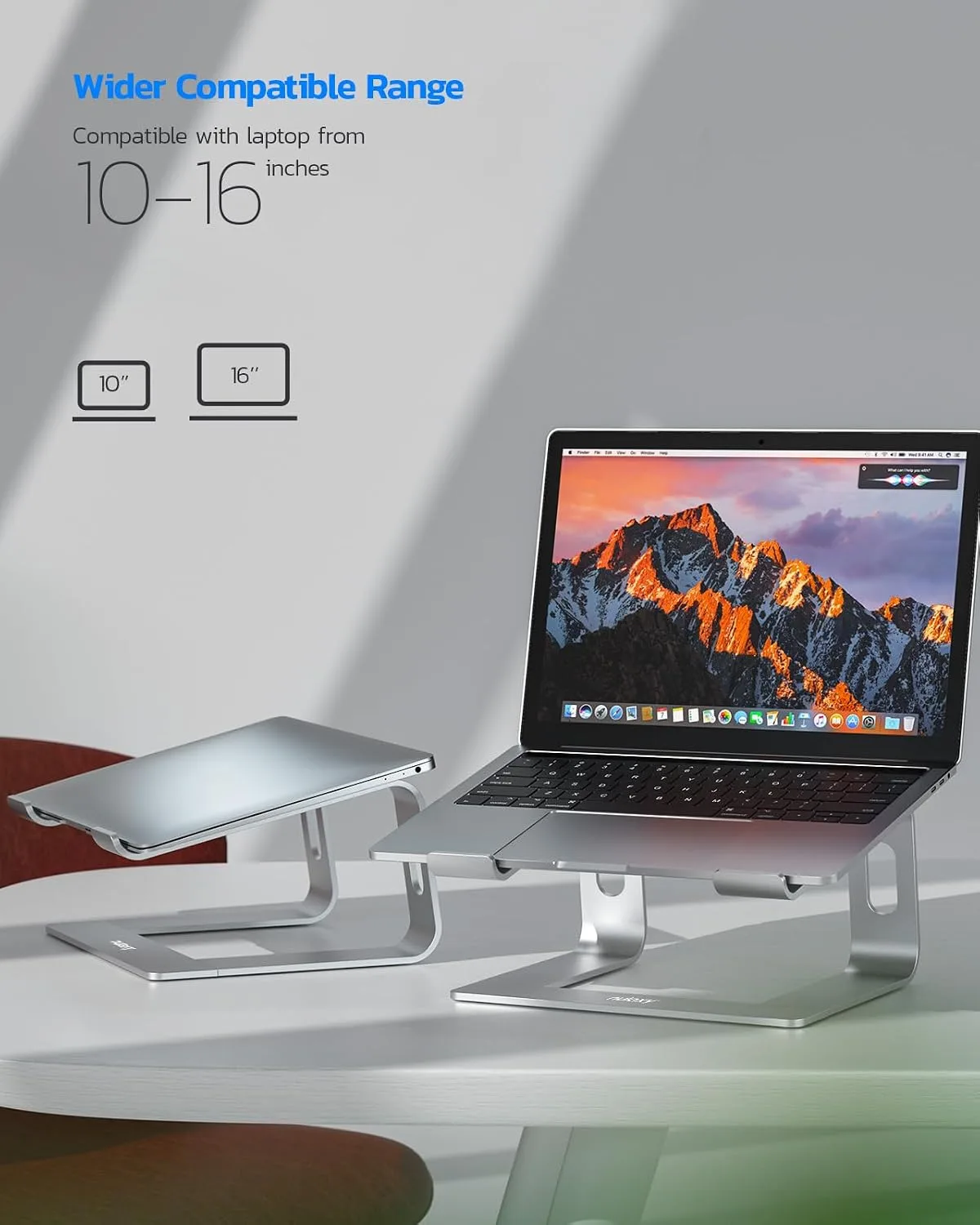 Nulaxy Full Aluminum Laptop Stand, Stable Support to 22 lbs, Silver