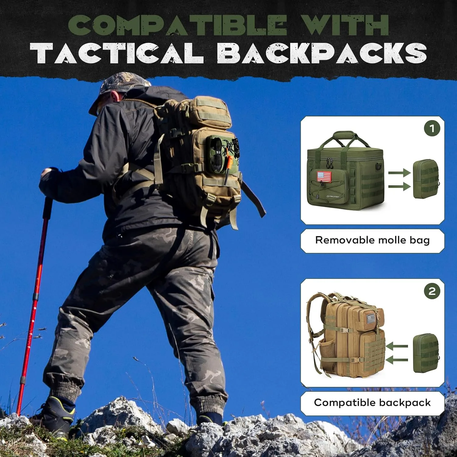 Maelstrom Tactical Lunch Box for Men, Cooler Bag with Detachable MOLLE Bag