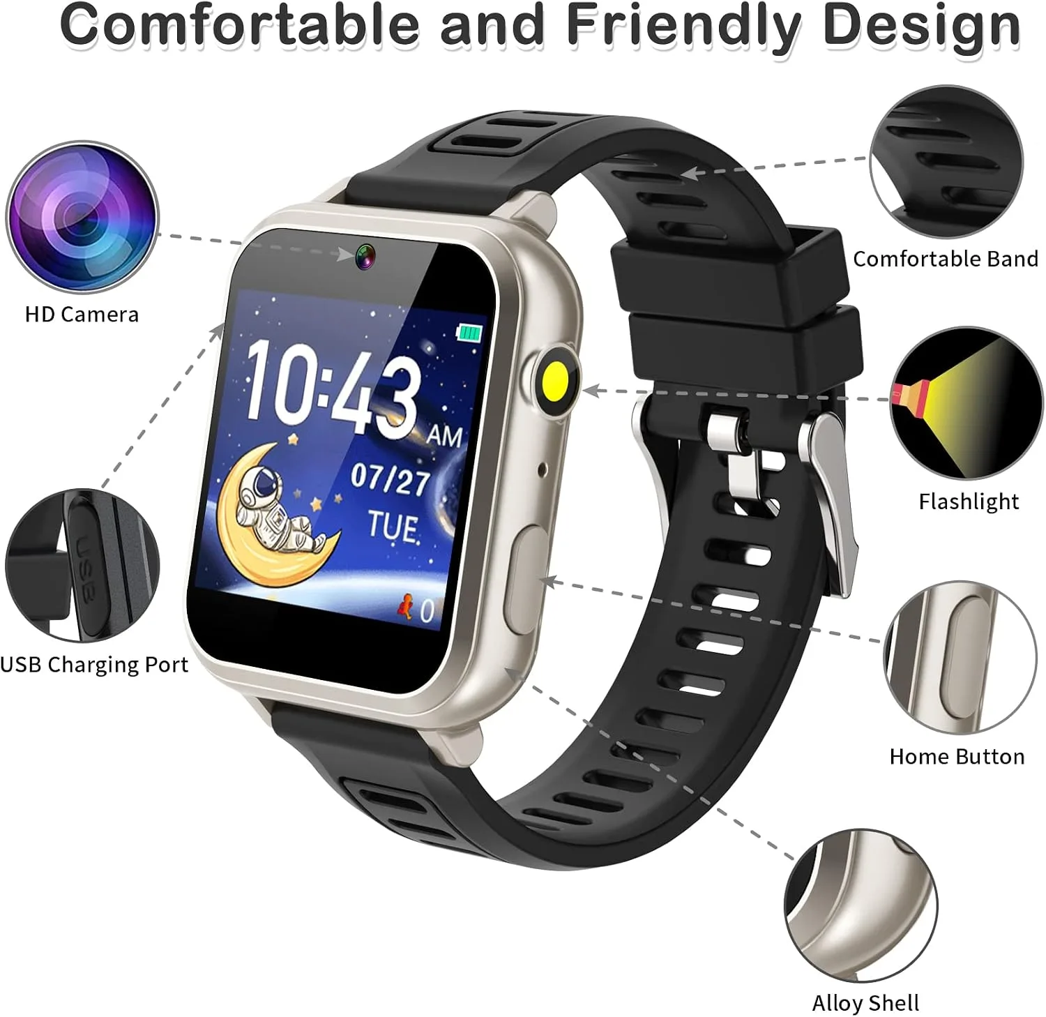 Smart Watch for Kids with 39 Puzzle Games Camera Video Recorder Music
