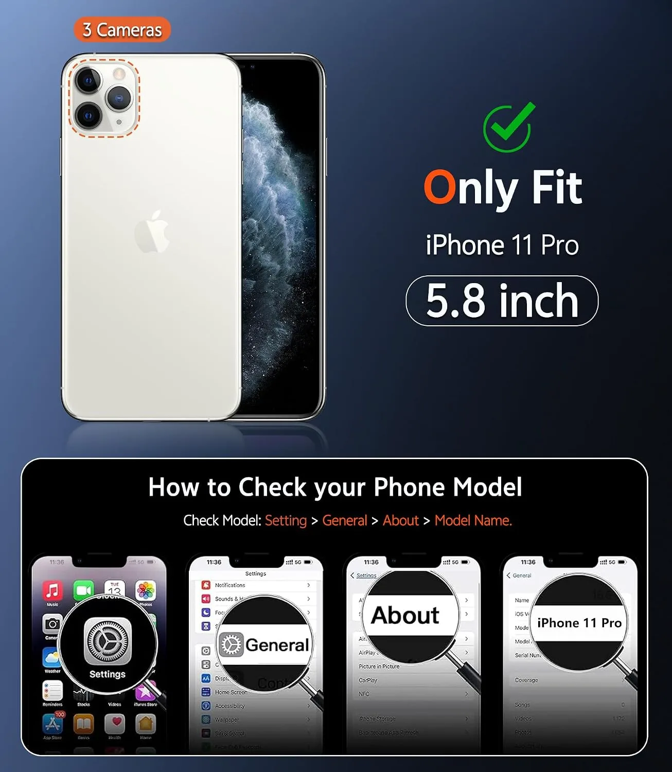 FNTCASE for iPhone 11 Pro Case Clear Slim Compatible with Magsafe