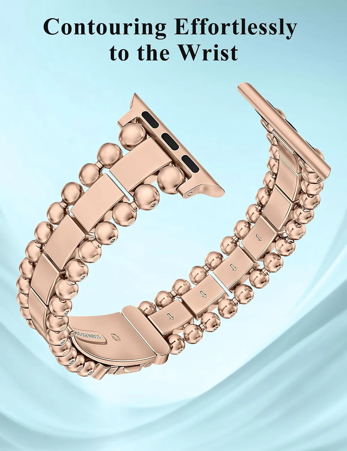 TOYOUTHS Dressy Metal Beaded Bracelet for Apple Watch Bands Women