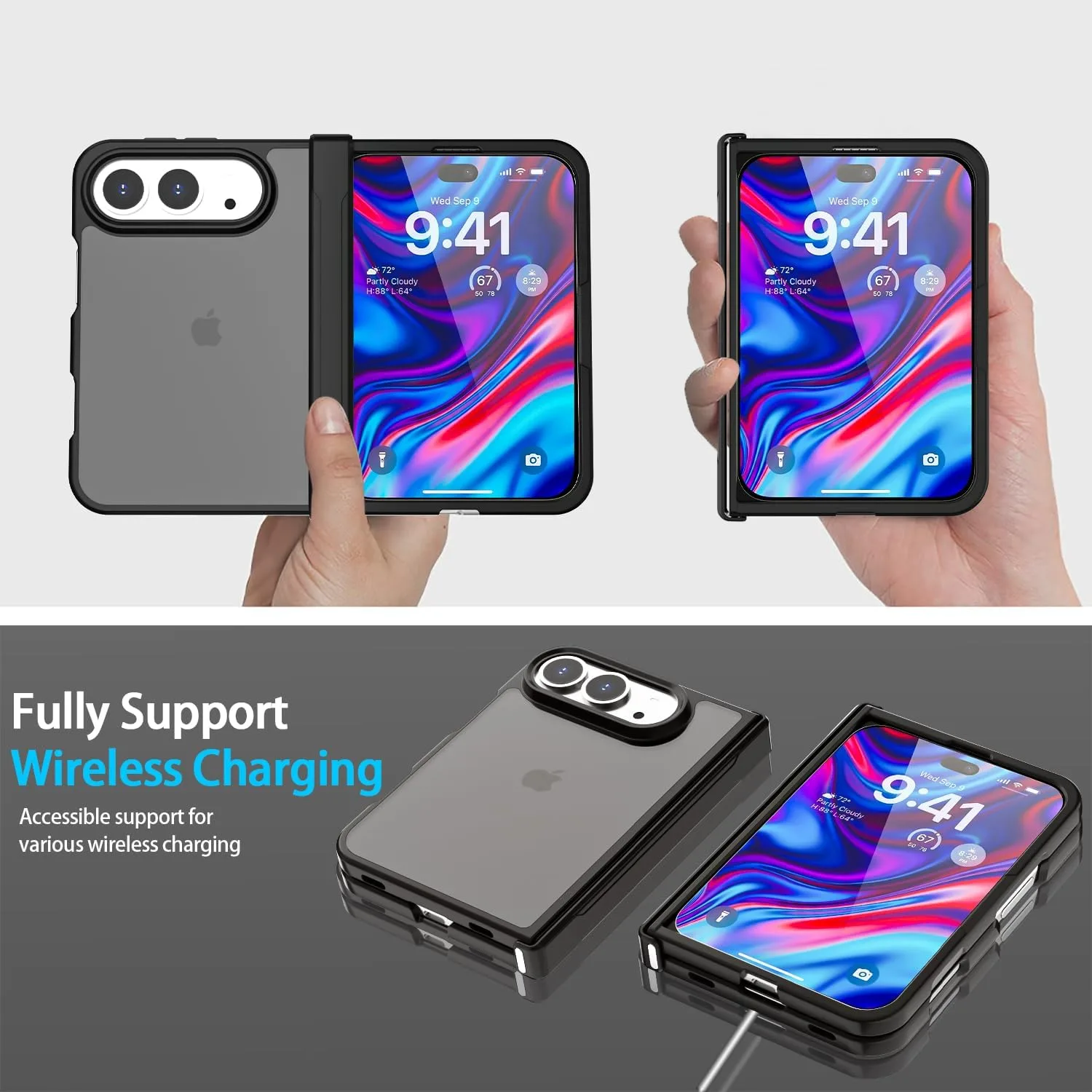 AICase for iPhone Duo Case,Fold Matte Translucent Hinge Protection