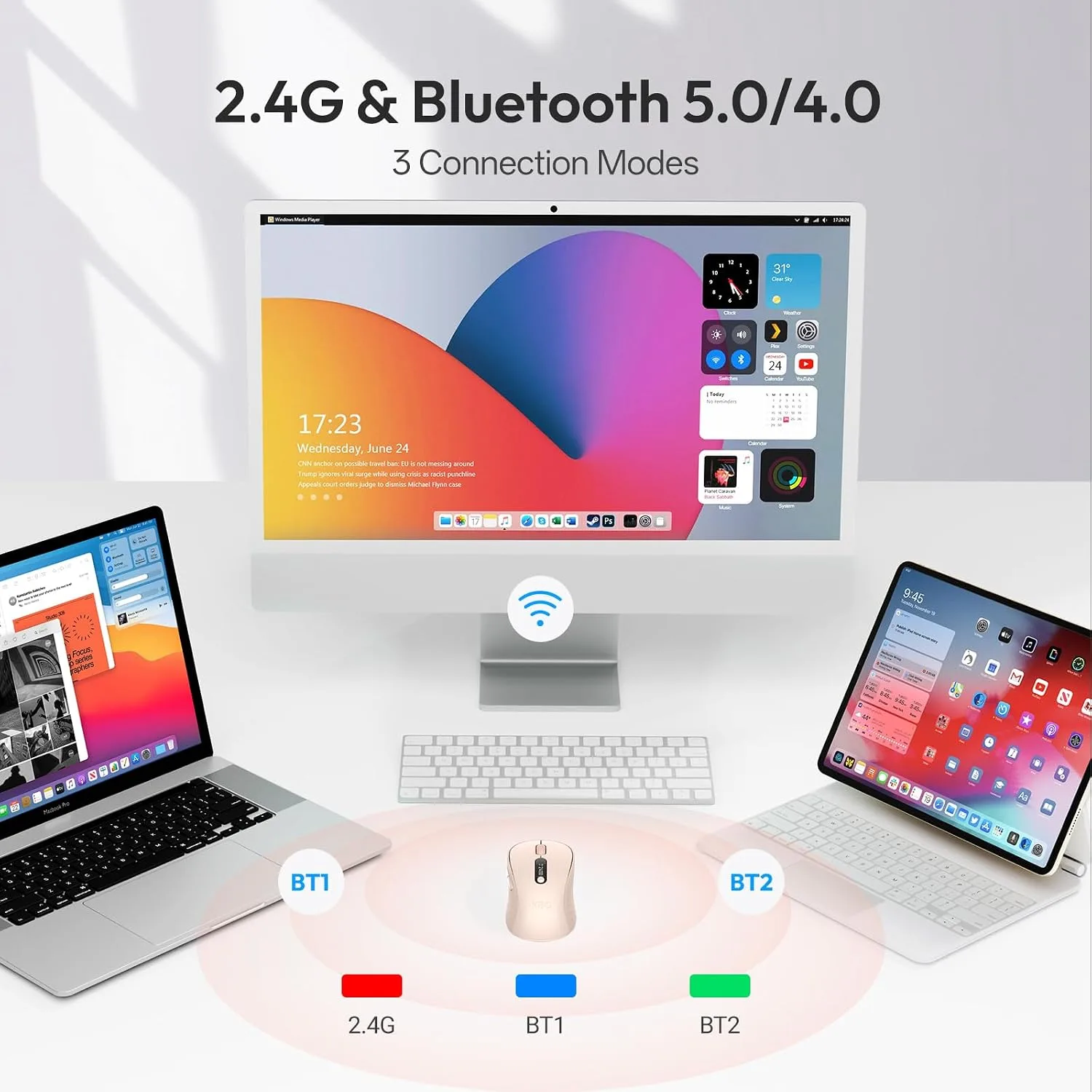 XBG B15Pro Tri-Mode Wireless Bluetooth Mouse with LED Display for Laptop