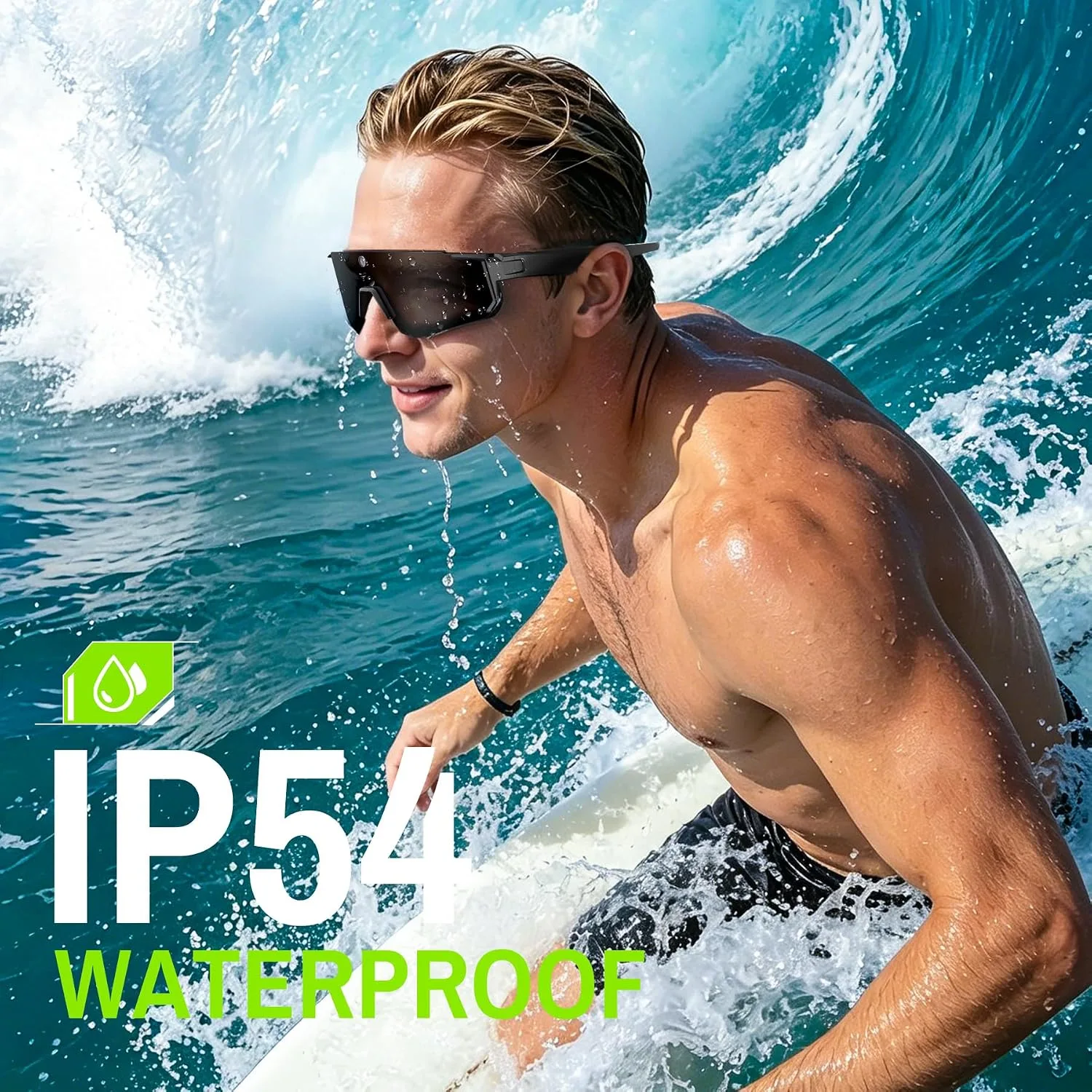 AI Smart Sports Sunglasses – 8MP EIS Camera | Real-Time Translation | Voice Control + ChatGPT | Bluetooth Calling | UV400 Polarized Lenses | IP55 Waterproof – Ideal for Cycling & Outdoor Adventures