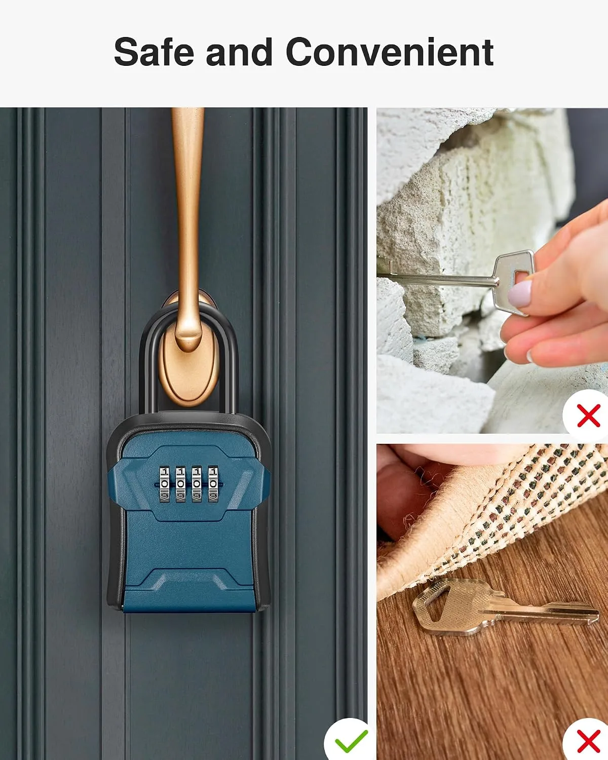 Puroma Key Lock Box for House Keys Combination Lockbox, 1 Peacock Blue
