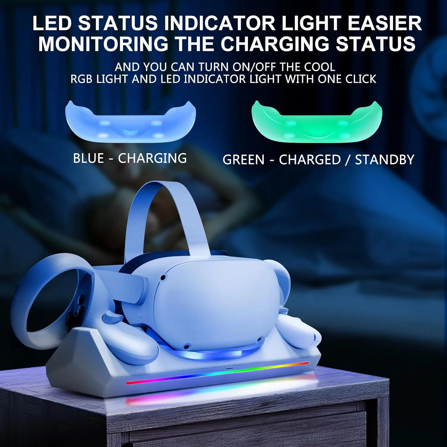 Hurra Charging Dock for Meta Quest 2, Support LED Indicator