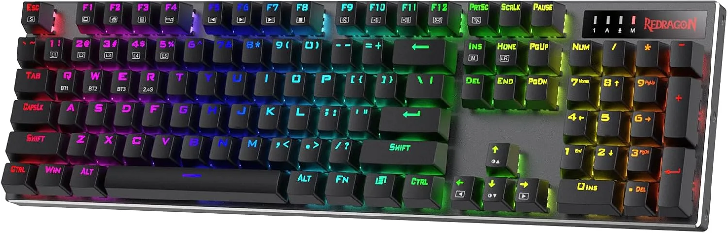 Teclado Gamer Redragon K556 PRO Wireless RGB Mecánico 104 Teclas Aluminio