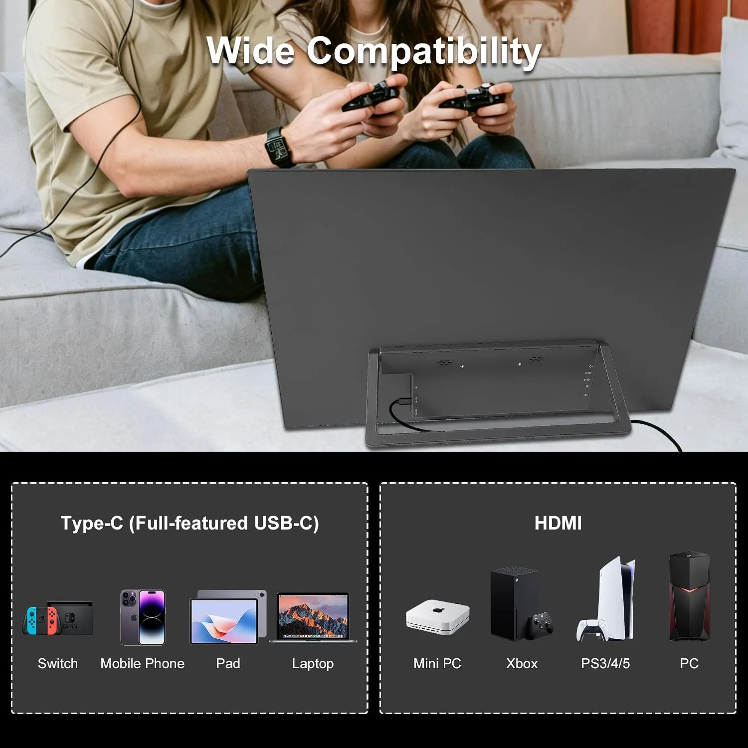23.8" 2.5K 180Hz IPS Portable Monitor, HDR Dual Speakers HDMI for Laptop PC