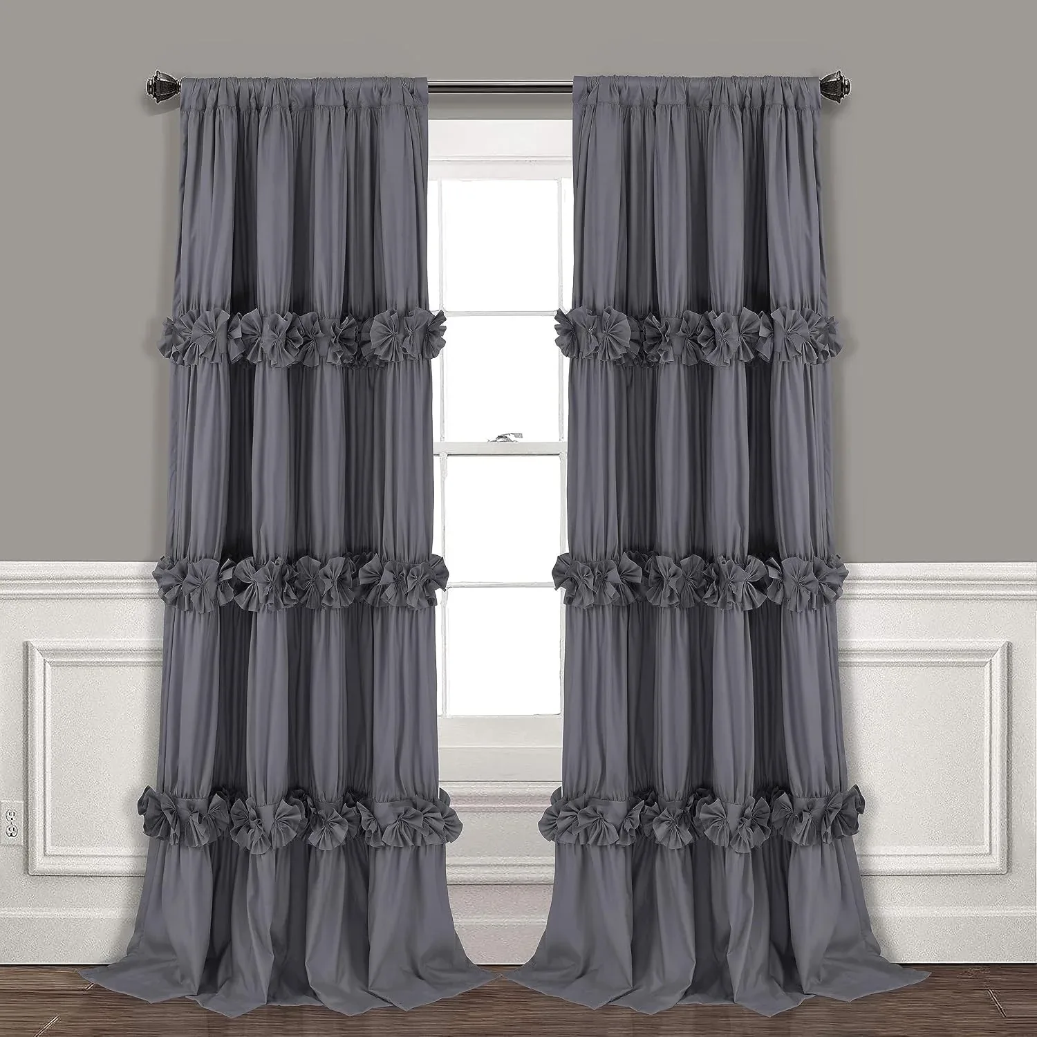 Homechoice Decor Blackout Window Curtains Gray, 54" W x 84" L x 2 Panels