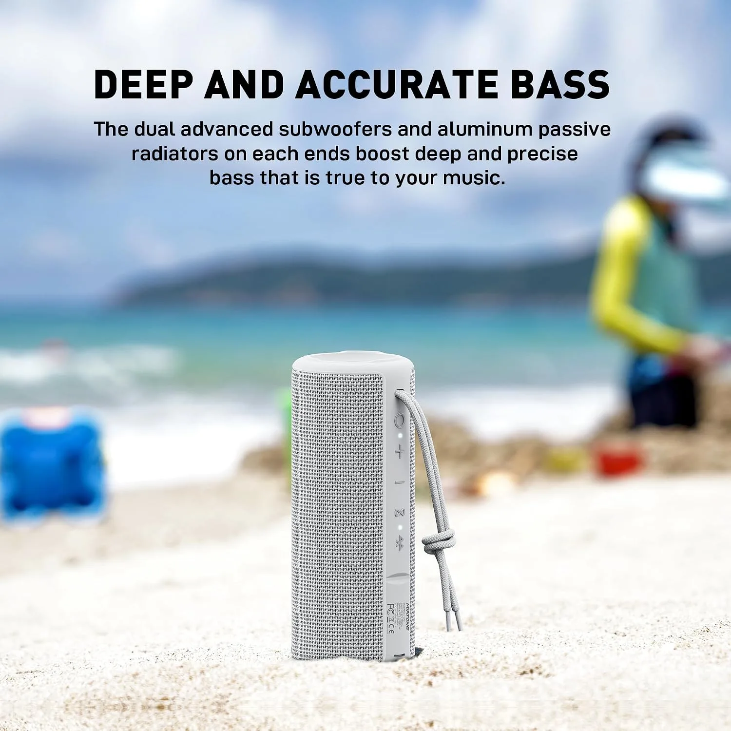 MIATONE Boombox Portable Bluetooth Speaker Wireless Outdoor Waterproof Speaker - Grey