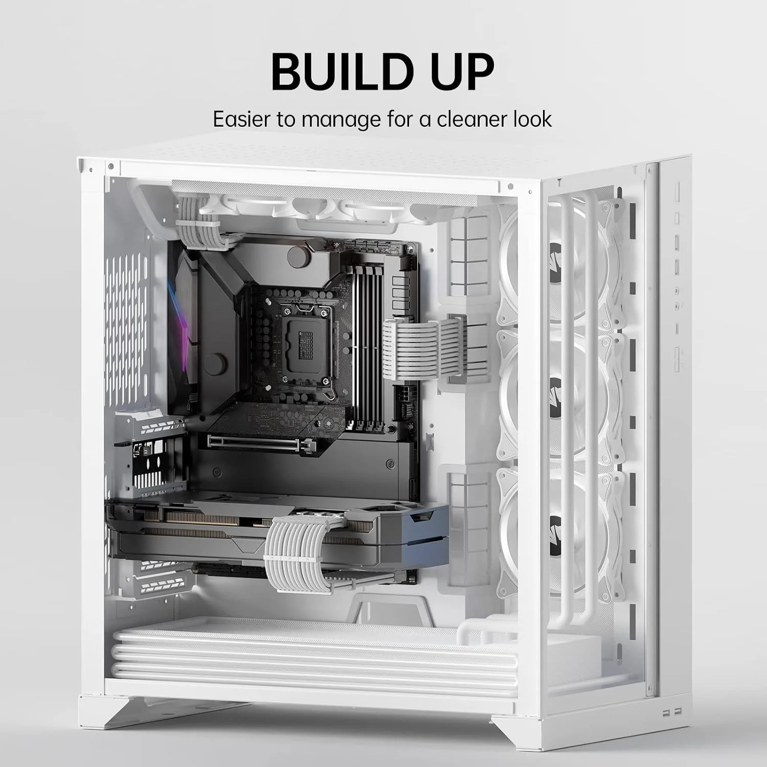 AsiaHorse Power Supply Sleeved Cable, 16 AWG PSU Extension Cable Kit of White Connector, 1x24Pin/2x4+4 EPS/3x6+2 PCI-E, 30cm Length with Combs-White