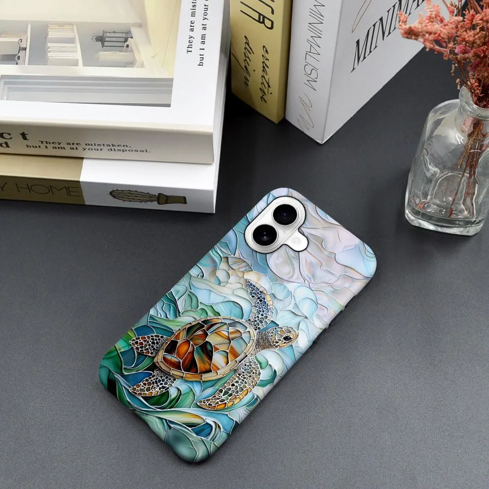 Case Compatible with iPhone 17,Fall Prevention Hybrid 2-Layer Hard Shell Phone Cover for Girls Boys,Oceans Turtle Sea