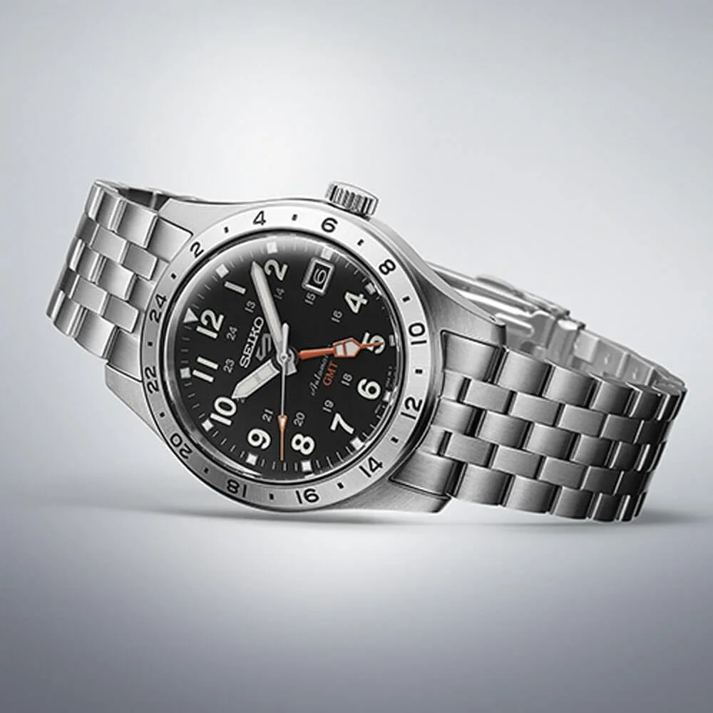 SEIKO Automatic Watch for Men - 5 Sports Collection - Men's Sport Watch, Stainless Steel, GMT Hand - Water-Resistant 100M