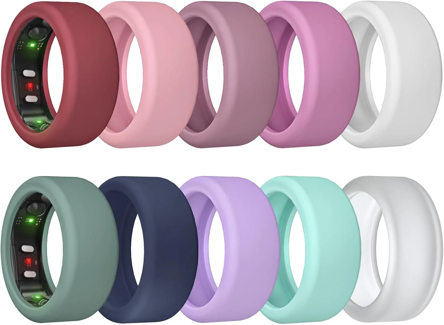 10 Pack Ring Cover for RingConn Gen 3/ Gen 2, Elastic Silicone Ring Protector for RingConn Gen 2 Air Working Out Accessories Men Women (All 10 Colors-1, S (7/8/9/10/11))