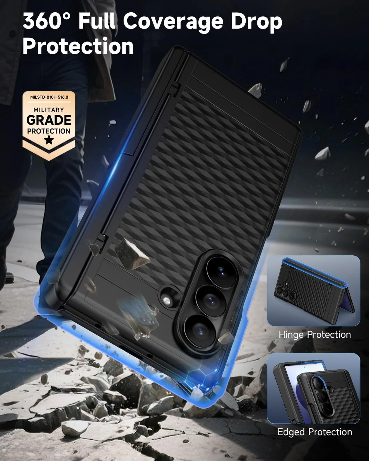seacosmo for Samsung Galaxy Z Fold 8 Ultra Case with Stand Shockproof Black