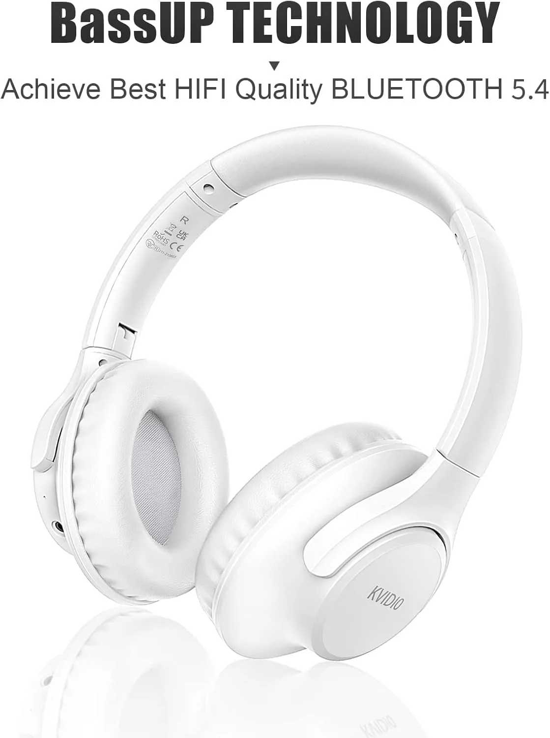 KVIDIO Bluetooth Headphones Wireless Over Ear Headsets 65H Playtime