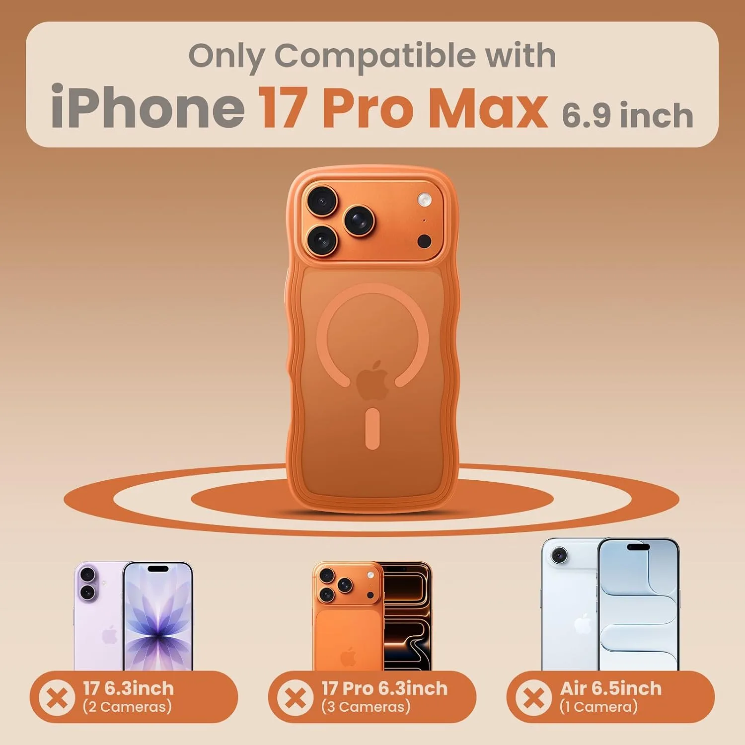 toushion for iPhone 17 Pro Max Case Cute Orange Wave Edge