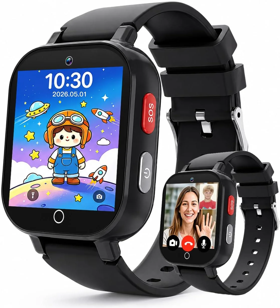 4G Kids Smart Watch with GPS Tracker, Video & Voice Call, SOS, WiFi, IP68 Waterproof, AI Smart Features, Parental Control Phone Watch for Boys Girls Age 3+ (SIM Card Included)