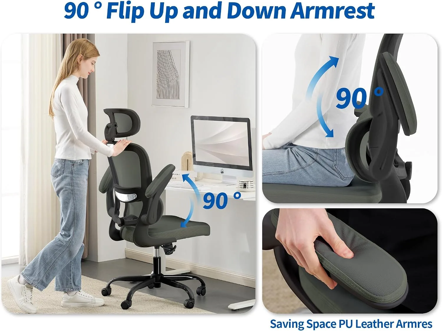TRALT Office Chair Ergonomic Desk Chair with Lumbar Support Dark Green, 1