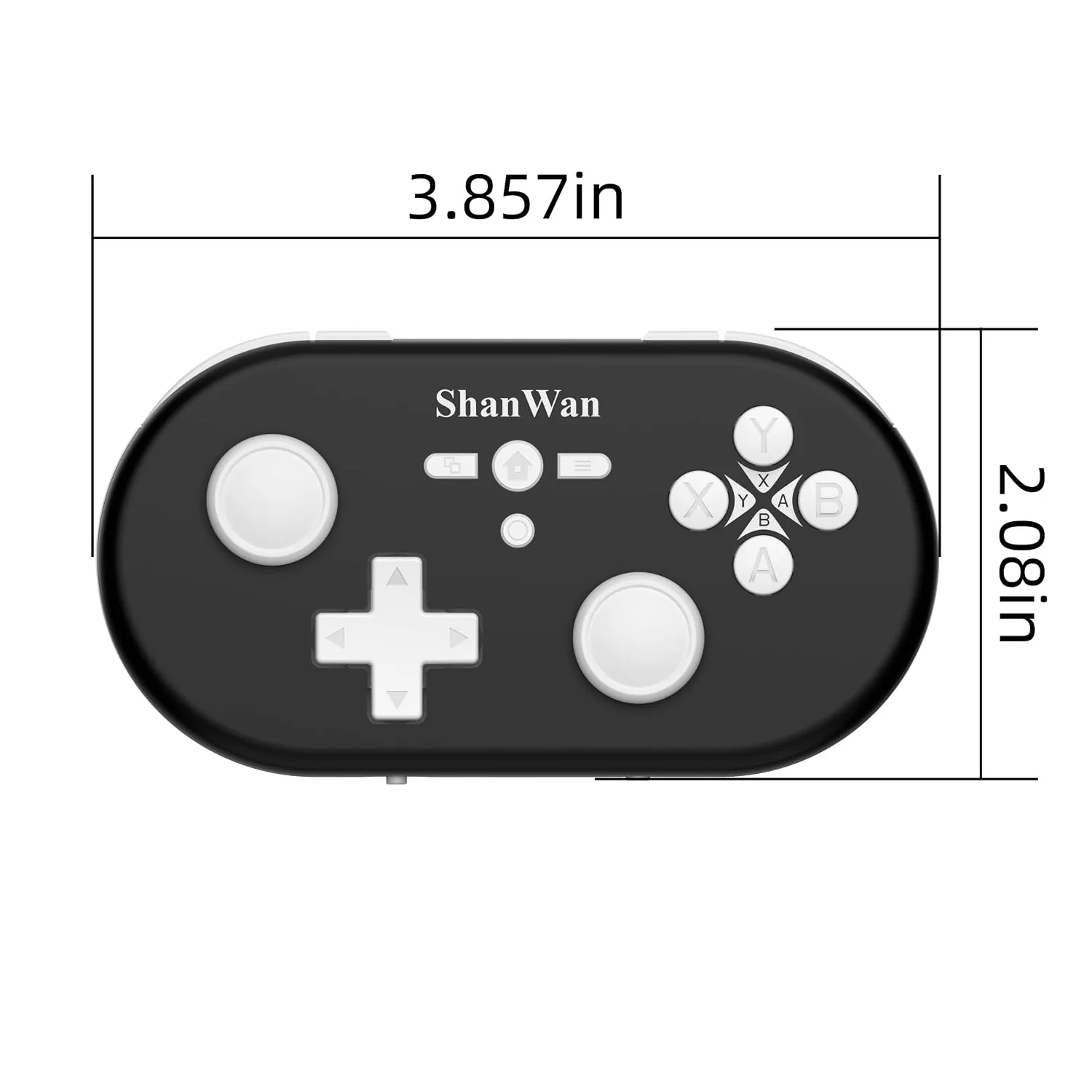 ShanWan Wireless Mini Controller for Switch, PC, iOS, Android, Supports Keyboard Mode for iPad Procreate (Black)