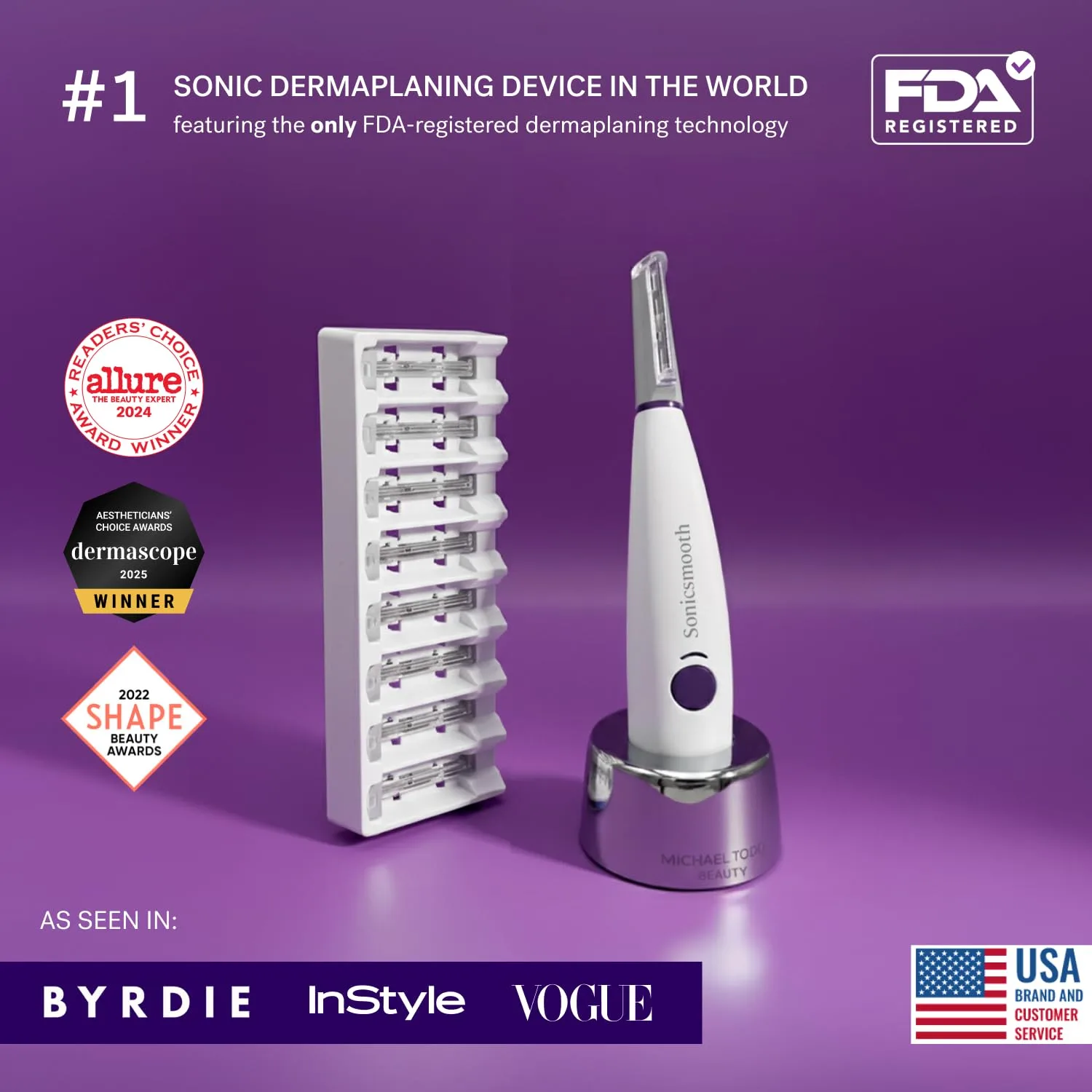 Michael Todd Beauty Sonicsmooth Dermaplane Razor for Women Face