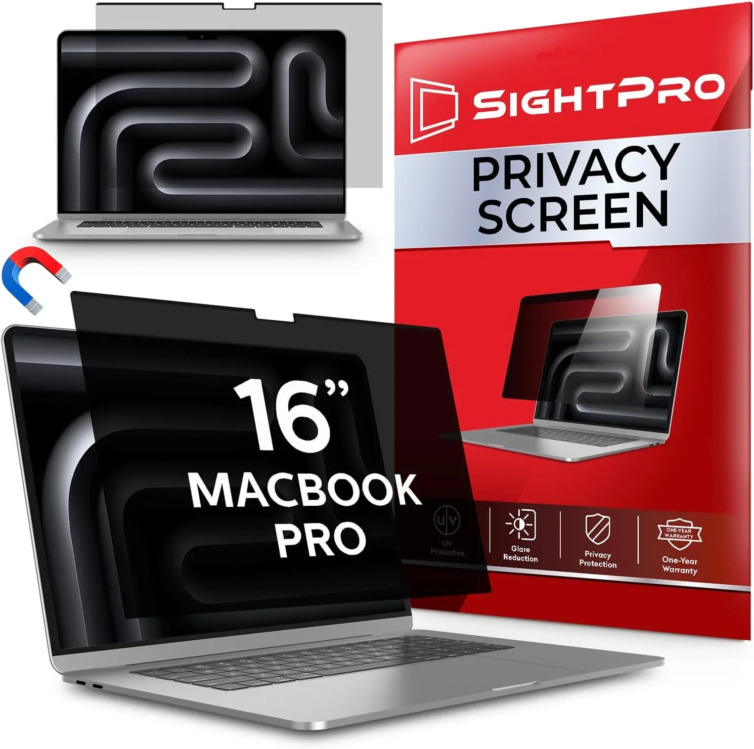 SightPro Magnetic Privacy Screen for MacBook Pro 16 Inch (2021-2026, M1, M2, M3, M4, M5, Pro, Max) Patented Removable Laptop Privacy Filter Shield and Protector