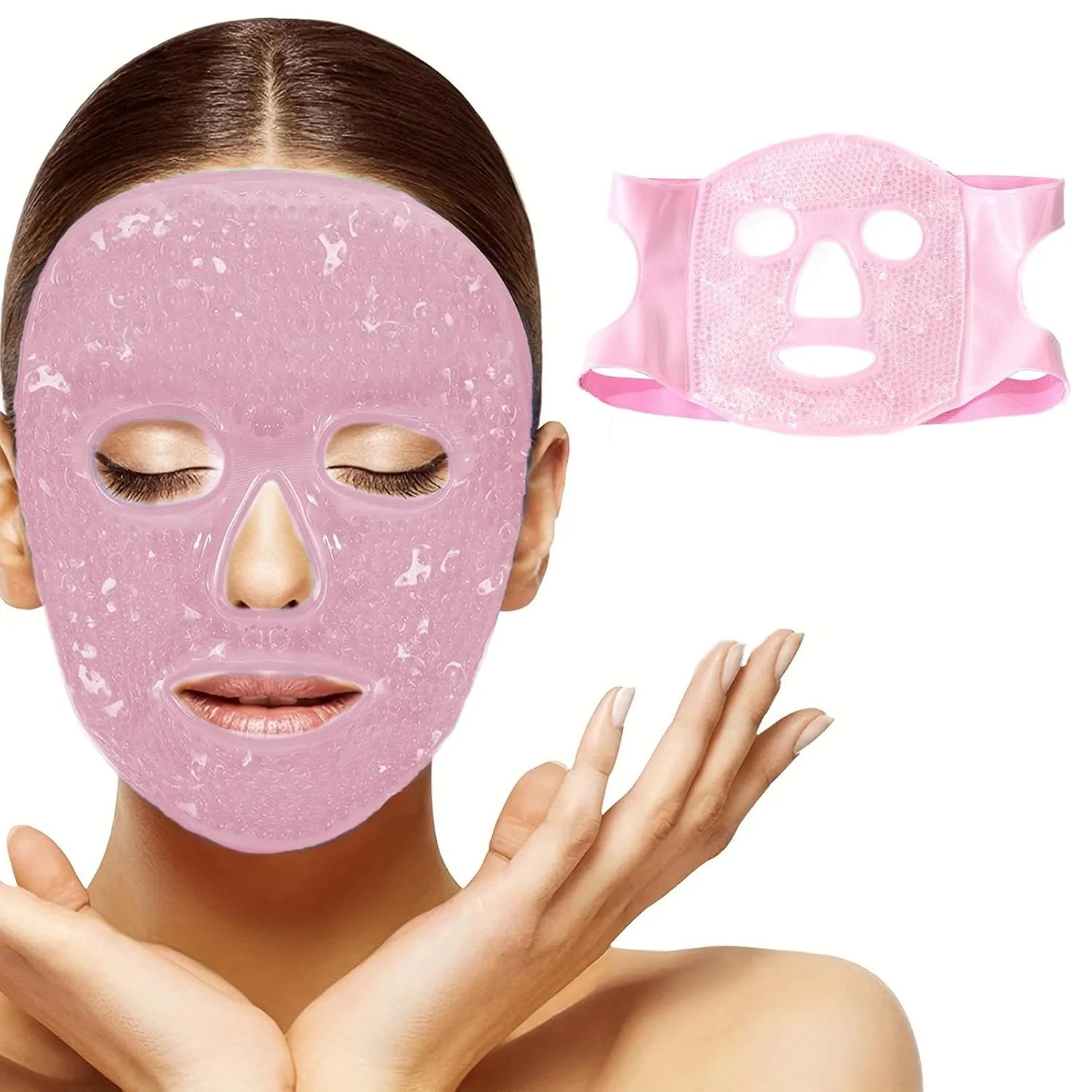 Mascarilla facial con gel Calidaka rosa para frío y calor