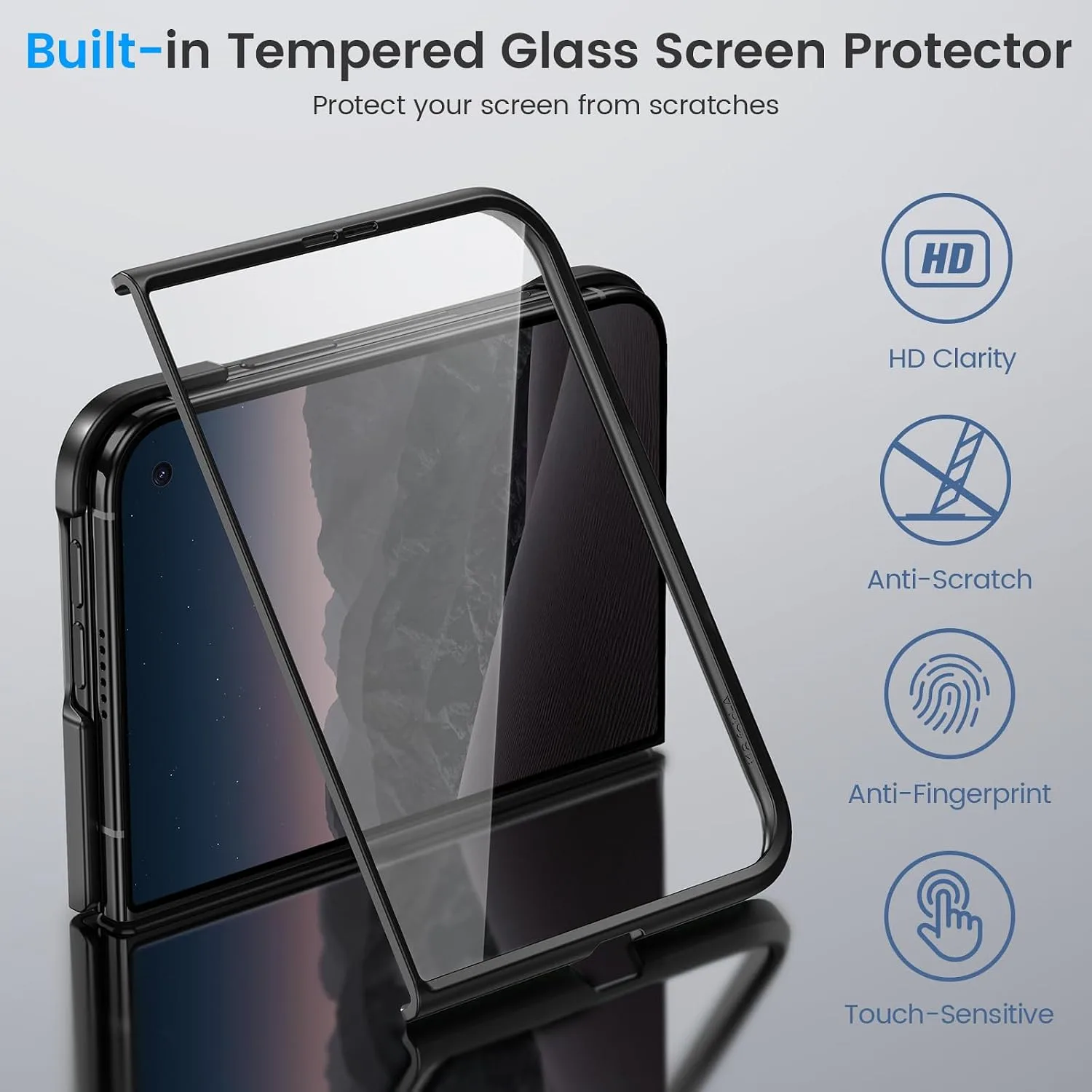 Ruky Magnetic Case for iPhone Duo Case with Screen Protector, Black