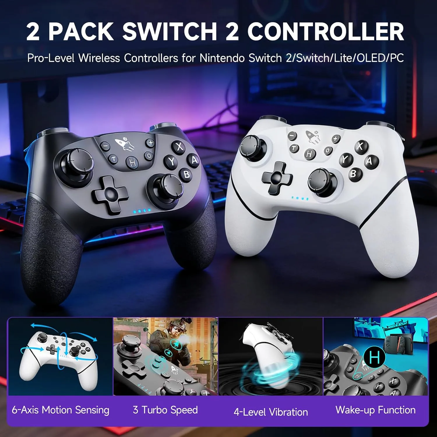 AceGamer Pro Controllers Accessories Bundle for Nintendo Switch 2 17-in-1: Carrying Case, Screen Protector, Dockable Console Protective Cover Shell, Grip for Switch 2 Joycons, Steering Wheel, Thumb, Card Case