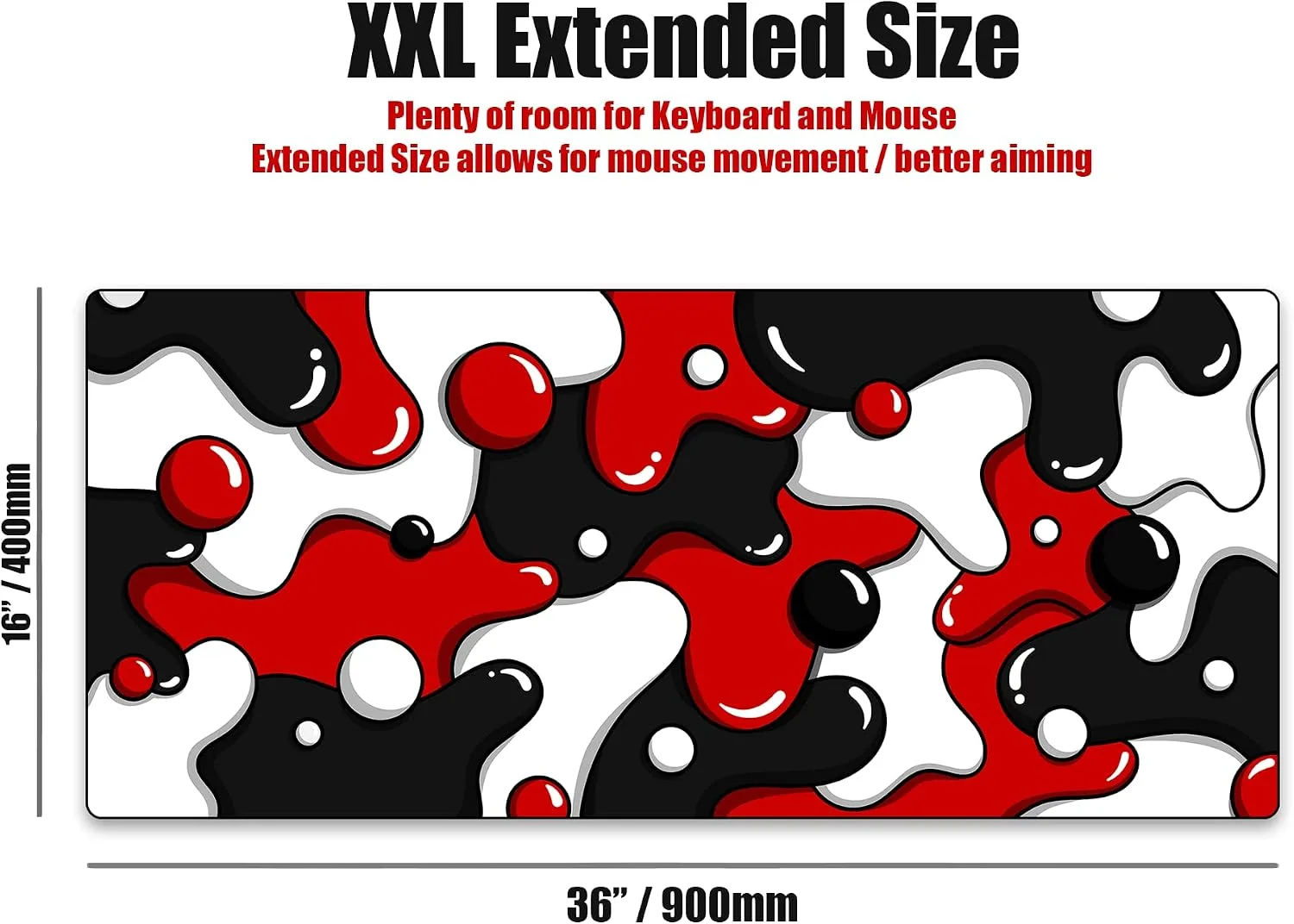Kraken Gaming Mouse Pad Large Red XXL Mouse Pad for Gaming - Desk Mat for Keyboard - Thick Artisan Mousepad for Desk (Darth Drip)