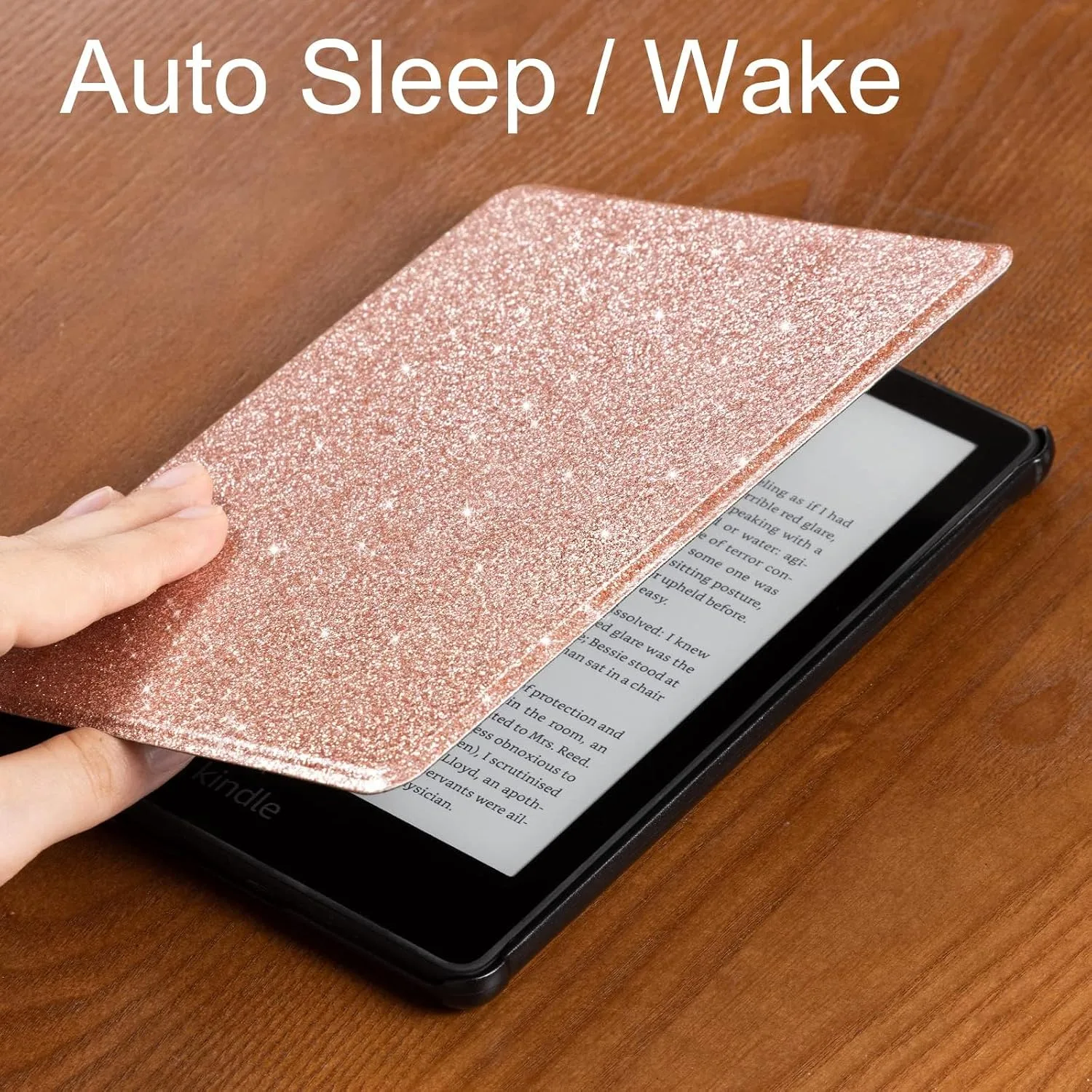 CoBak Case for All New 6 Inch E-Reader 2024 and 2022 (11 Generation) - PU Leather Smart Cover, Auto Sleep and Wake, not Compatible with Kobo Clara,Rosegold Glitter