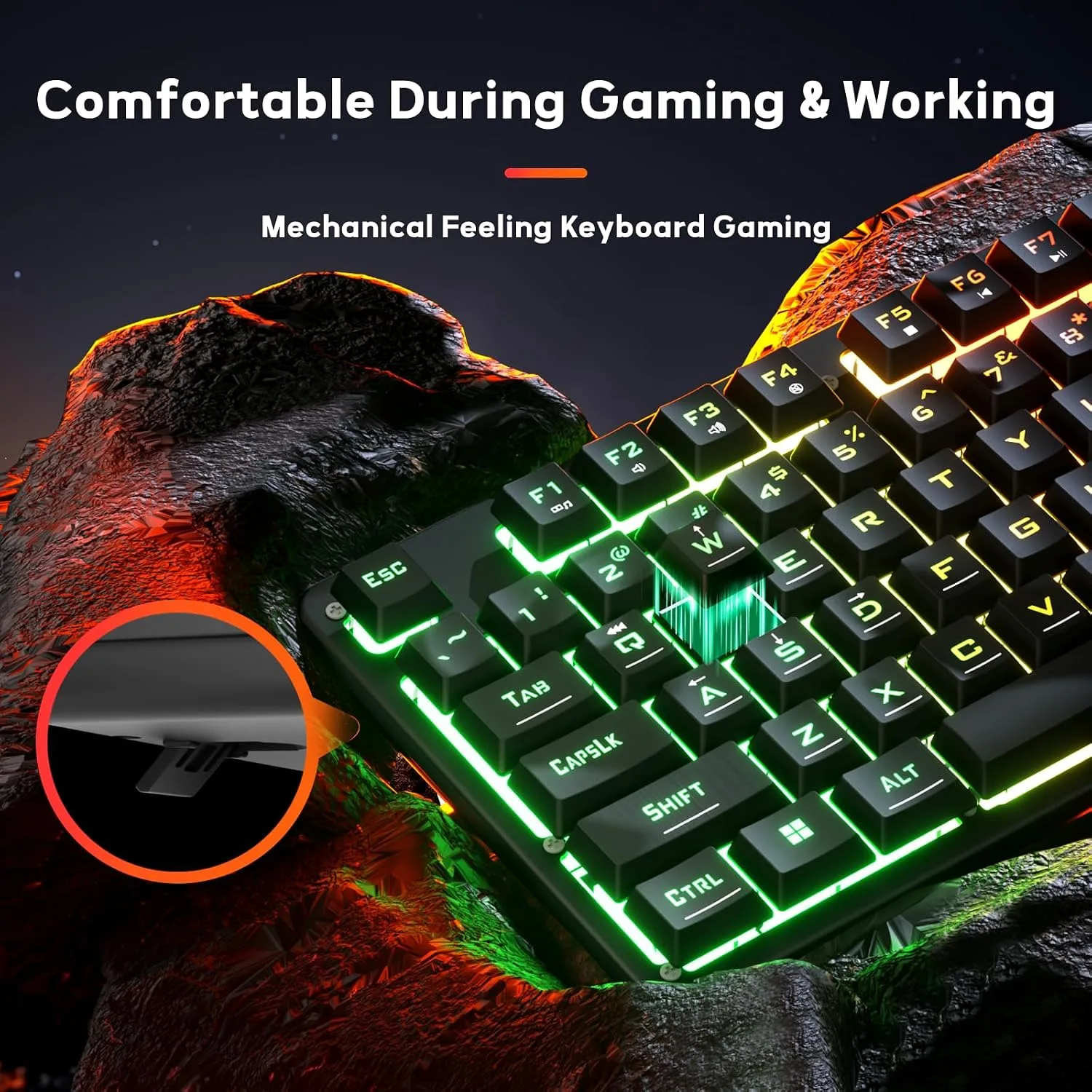 Redragon K521 Upgrade Rainbow LED Gaming Keyboard, 104 Keys Wired Mechanical Feeling Keyboard with Multimedia Keys, One-Touch Backlit, Anti-Ghosting, Compatible with PC, Mac, PS4/5, Xbox
