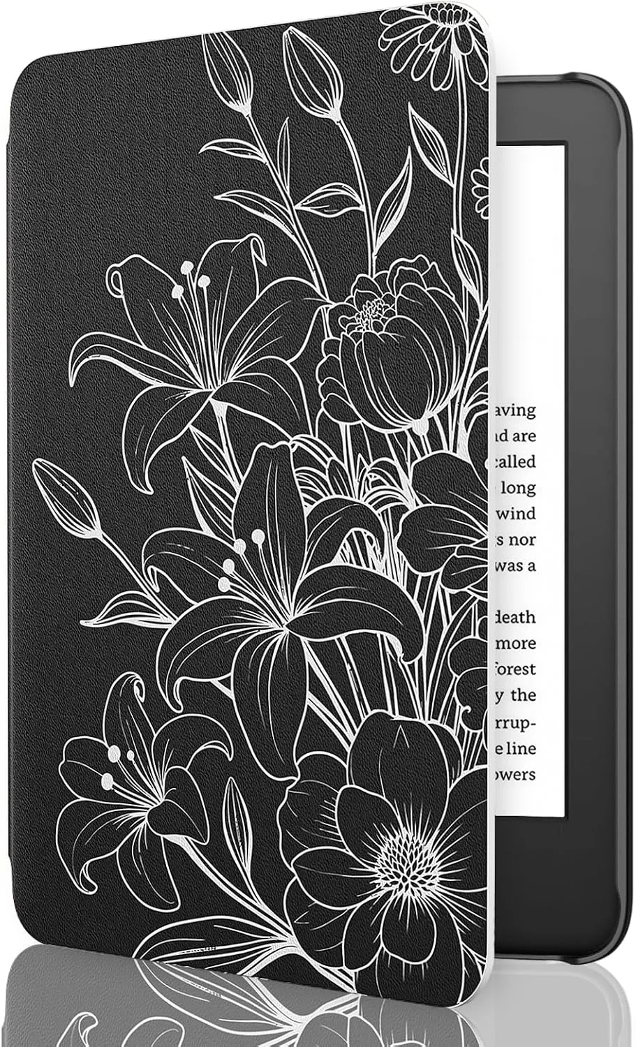 MoKo Case Fits 6" Kindle Basic 11th Generation 2024/2022, Line Flower