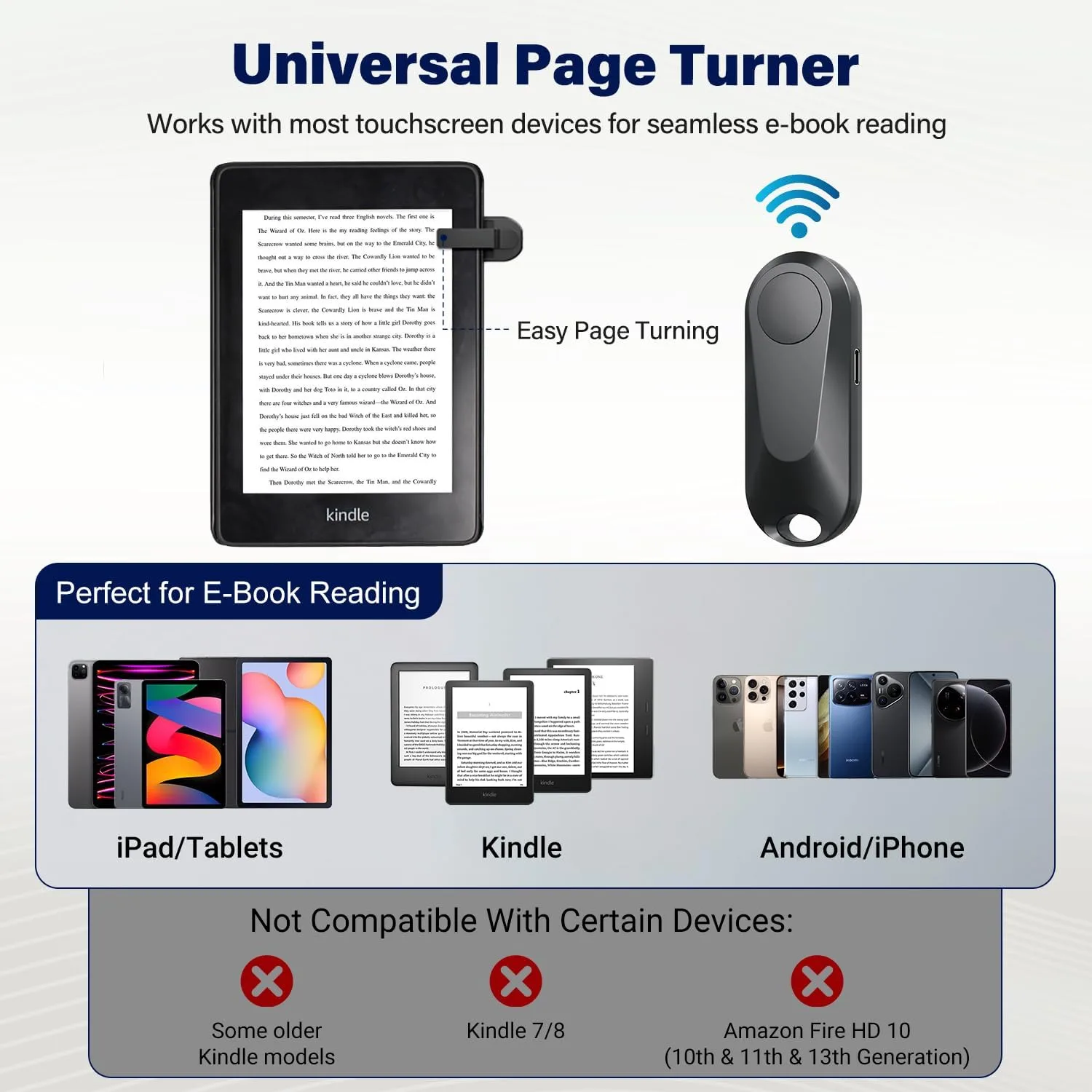 Page Turner for Kindle Remote Control for iPhone iPad Tablets eReaders