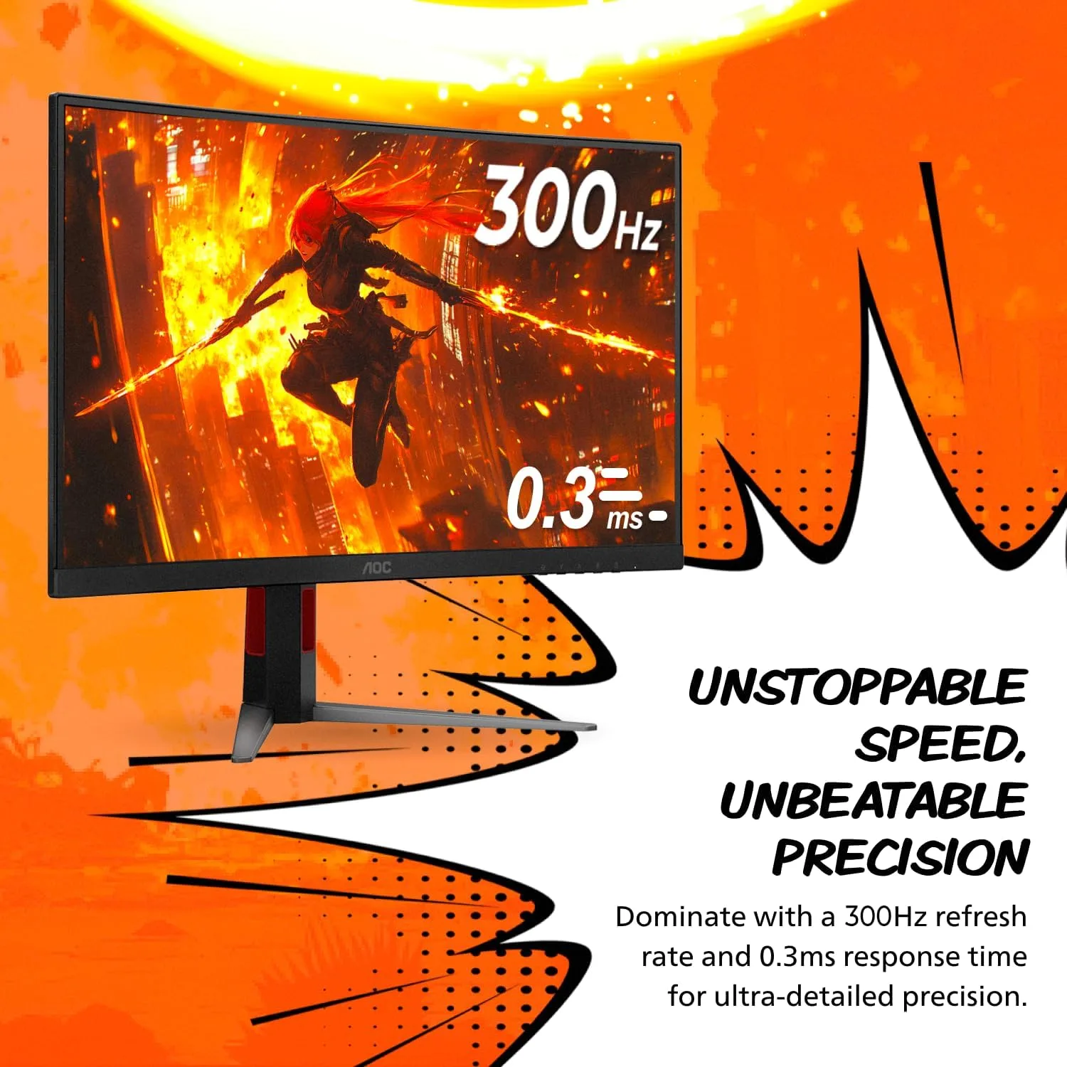 AOC 27 Inch Curved Gaming Monitor 2K QHD 300Hz VA 0.3ms, CQ27G4ZH
