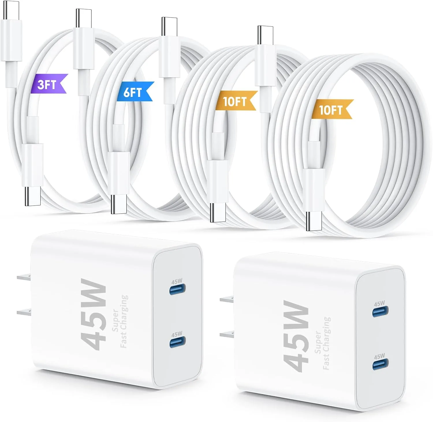 QZIIW iPhone 18 17 16 Pro Max Fast Charger,45W Dual Port USB C Fast Charger