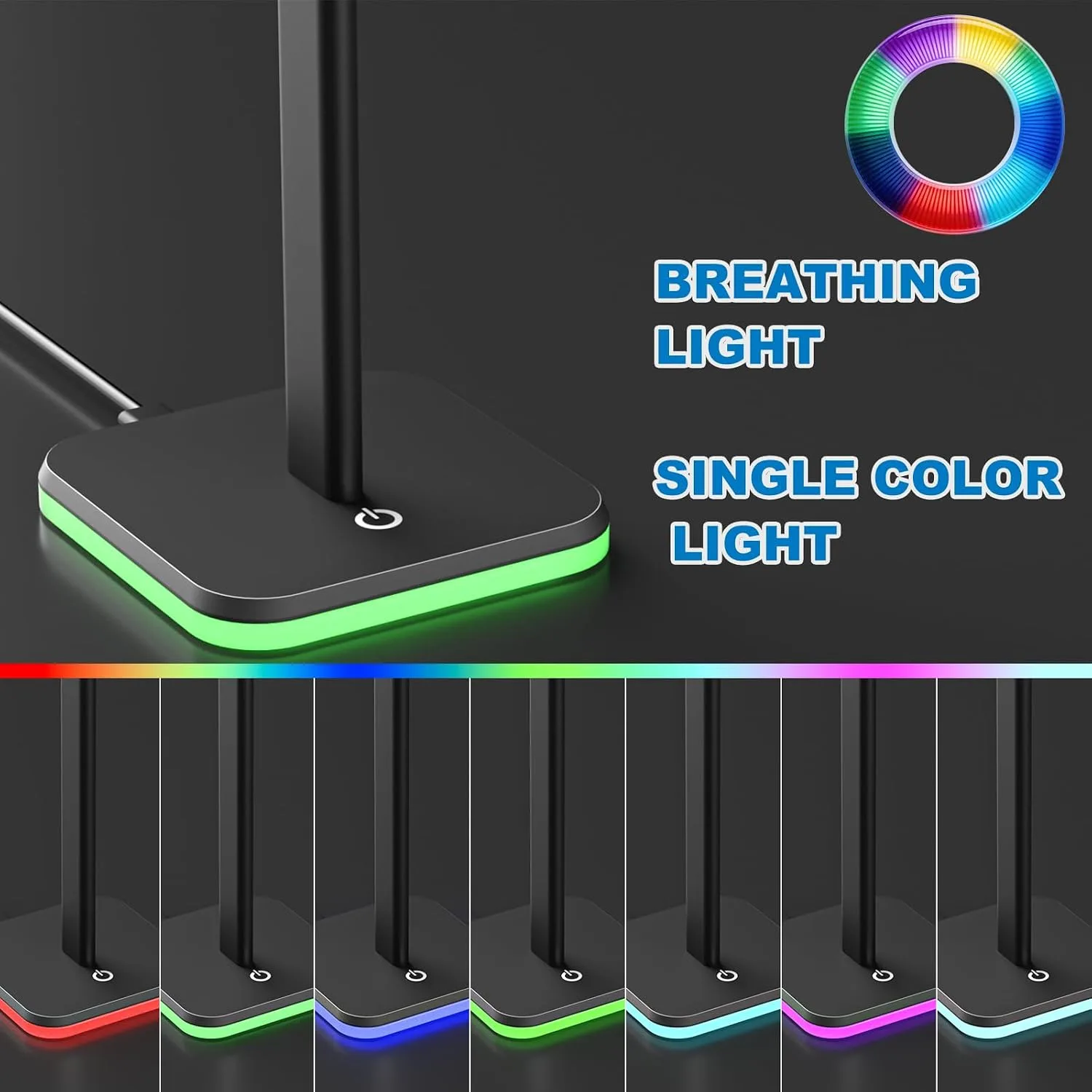 Headphone Stand for Desk - Headset Stand Headphone Holder (RGB-Black)