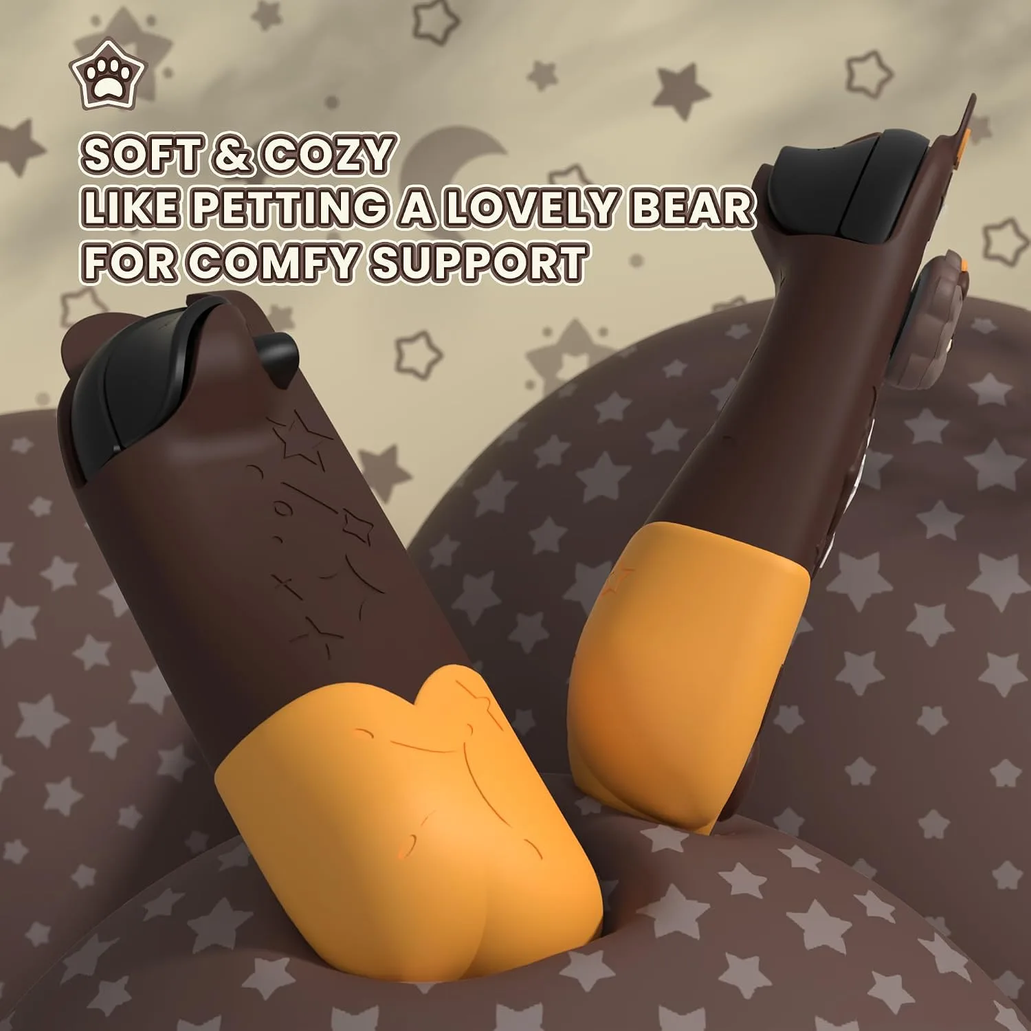 PlayVital Good Night Bear Dockable Case for Nintendo Switch 2 with Stand | Split Design Silicone Joycon Grips, PC Console Hard Shell, 2 Joystick Caps | Cute Protective Cover Bundle – Brown