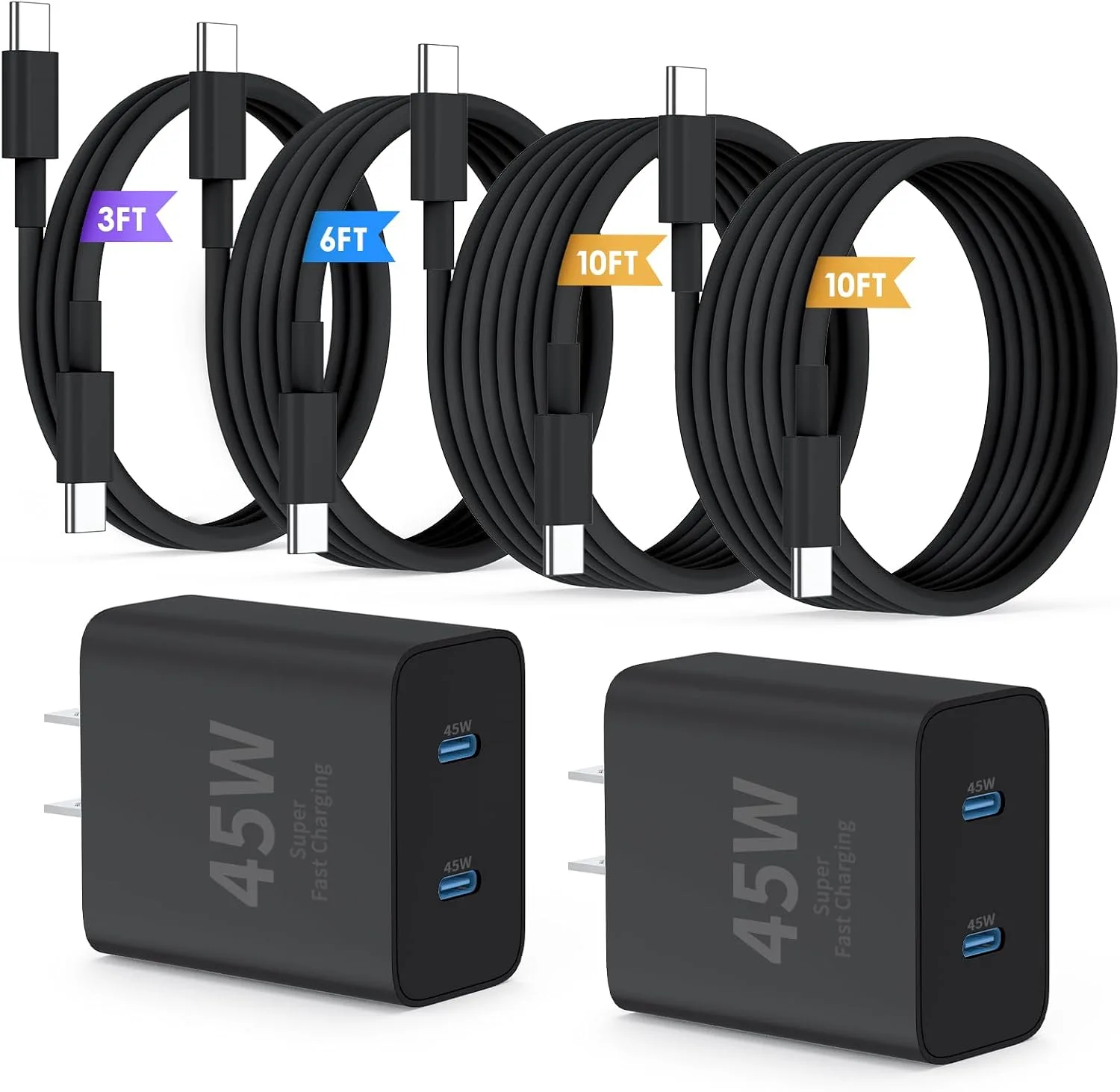 QZIIW Super Fast Samsung Charger Type C,45W Dual Port USB C Fast Charger