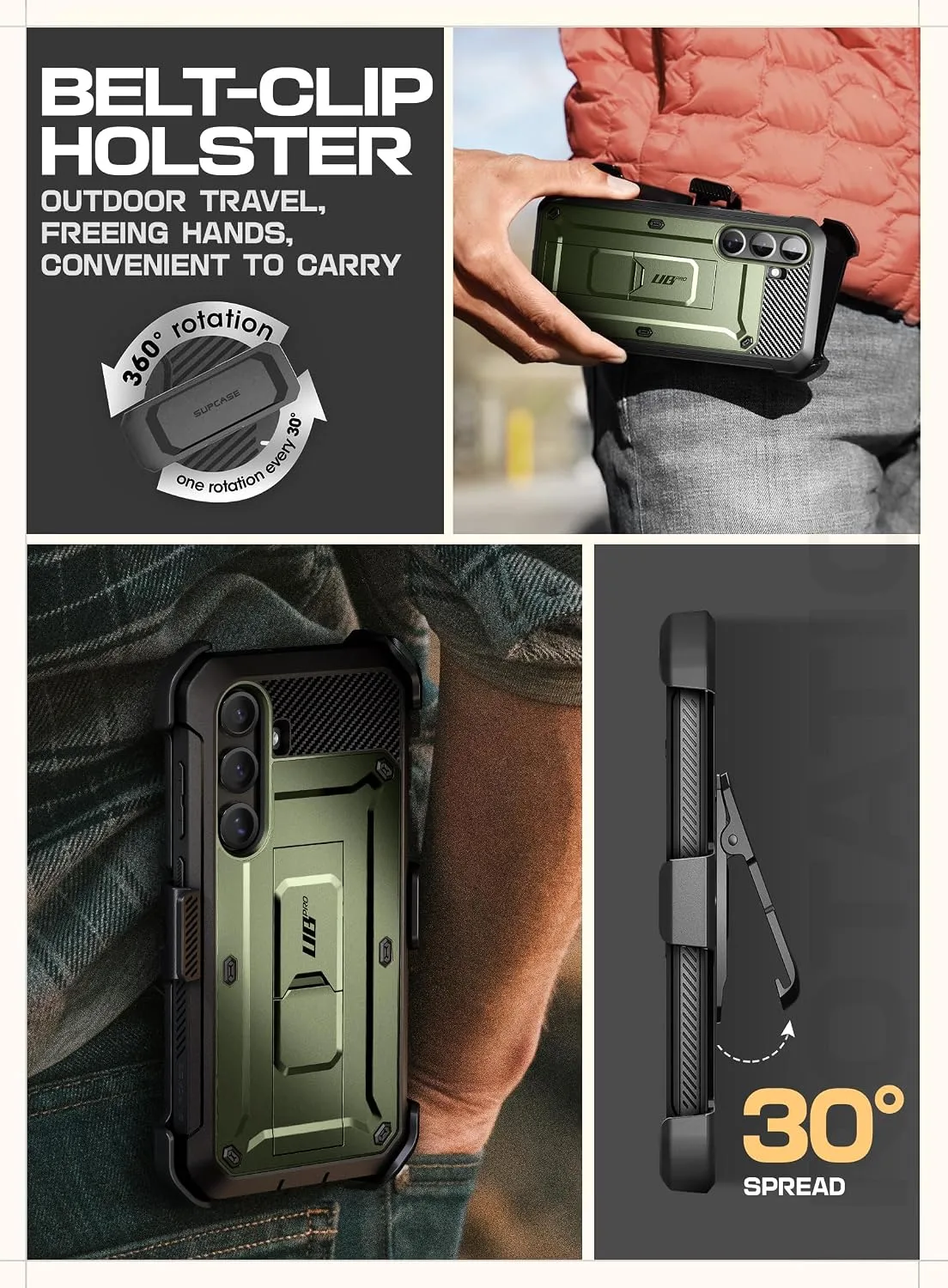 SUPCASE for Galaxy S25 Plus Case with Built-in Screen Protector, Green