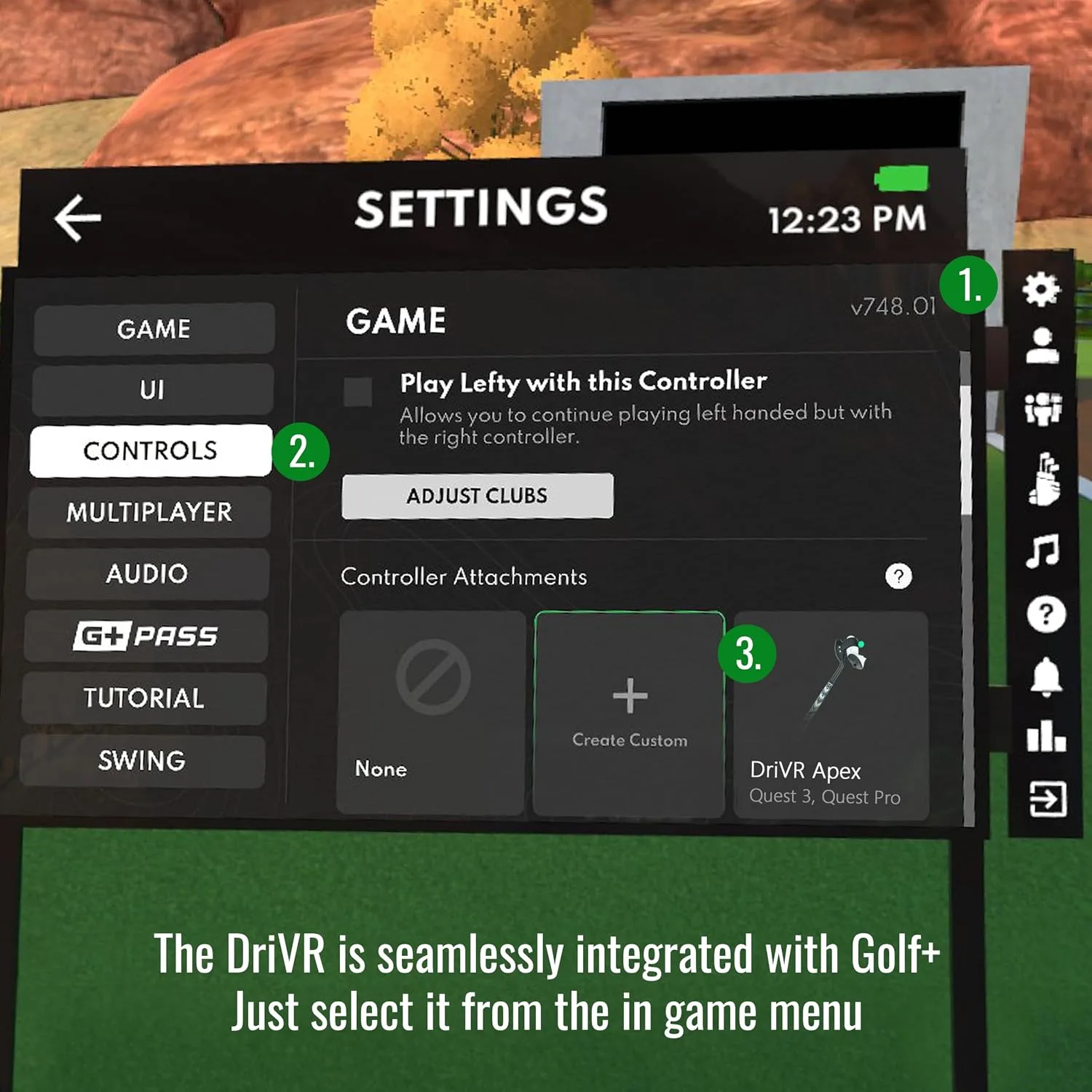 DeadEyeVR - DriVR Golf Club for Quest - Realistic VR Golf Simulator Handle - Weighted VR Golf Club Grip for Enhanced Play (DriVR Apex)