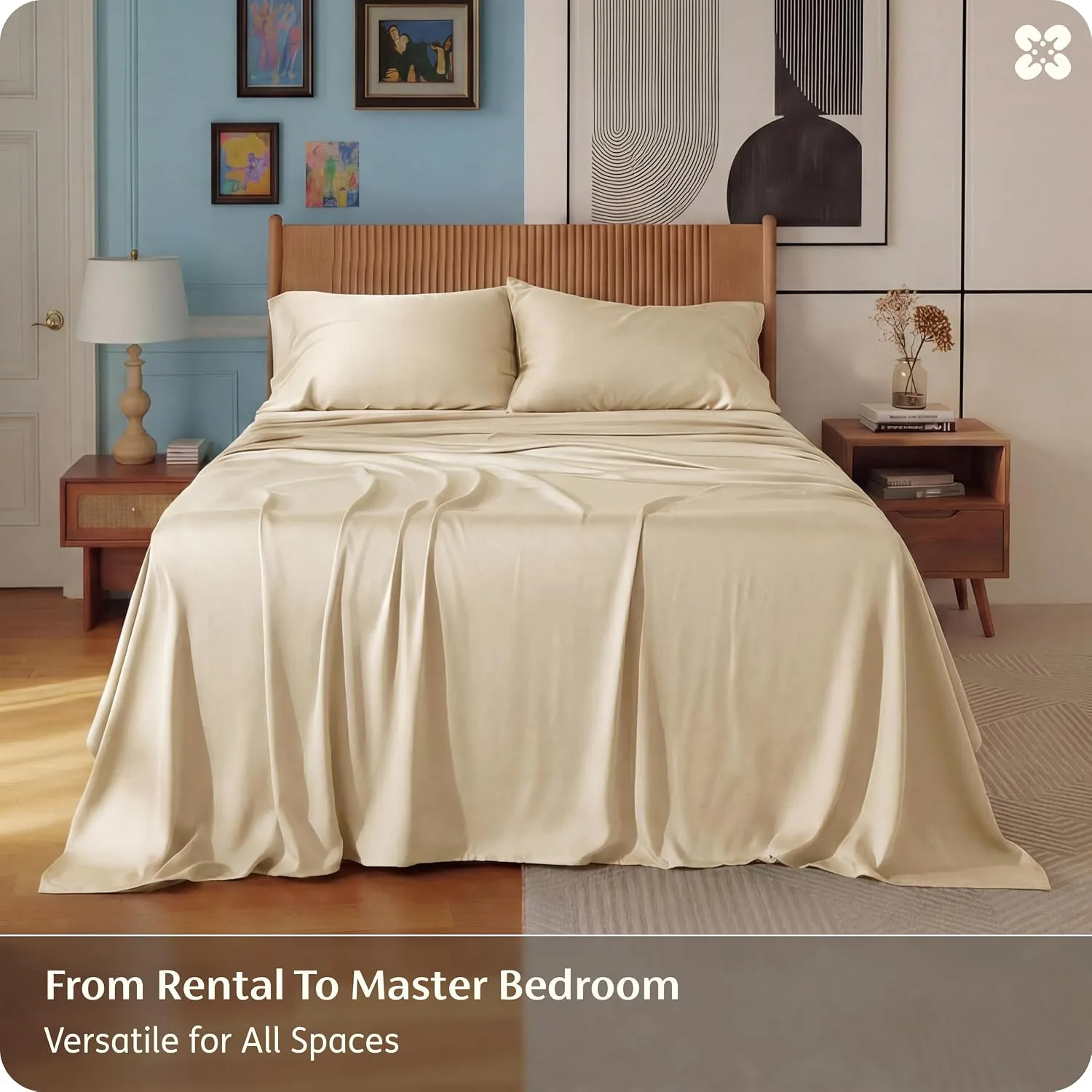 Bedsure PureWoven 100% Rayon Derived from Bamboo, Full Size Sheets, 4 PCS