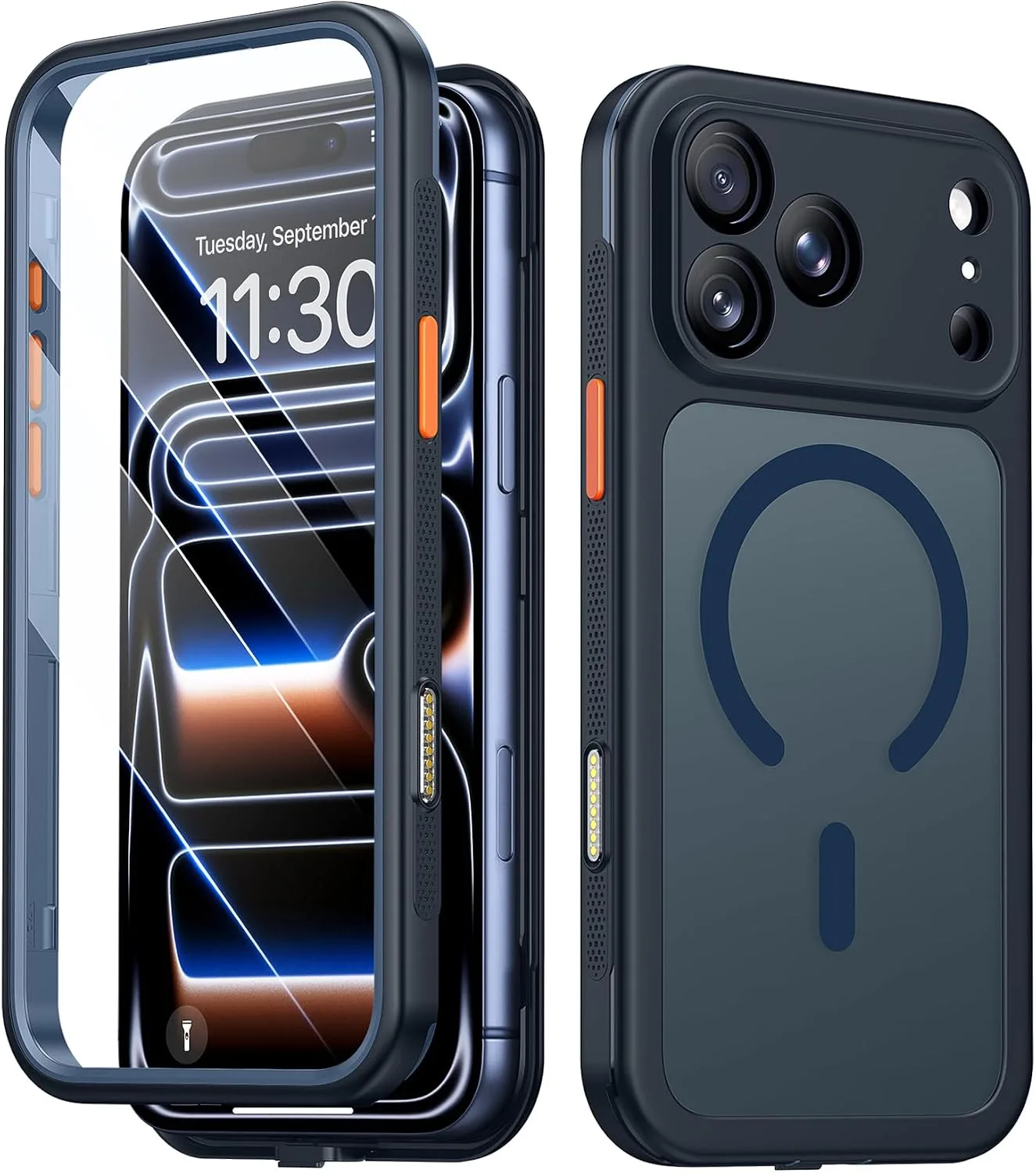 Red2Fire for iPhone 17 Pro Max Case with Built-in Screen Protector &Camera Protector, Compatible with MagSafe, Military Grade Drop Proof, Full-Body Bumper Shockproof Dustproof Phone Cover 6.9" Blue