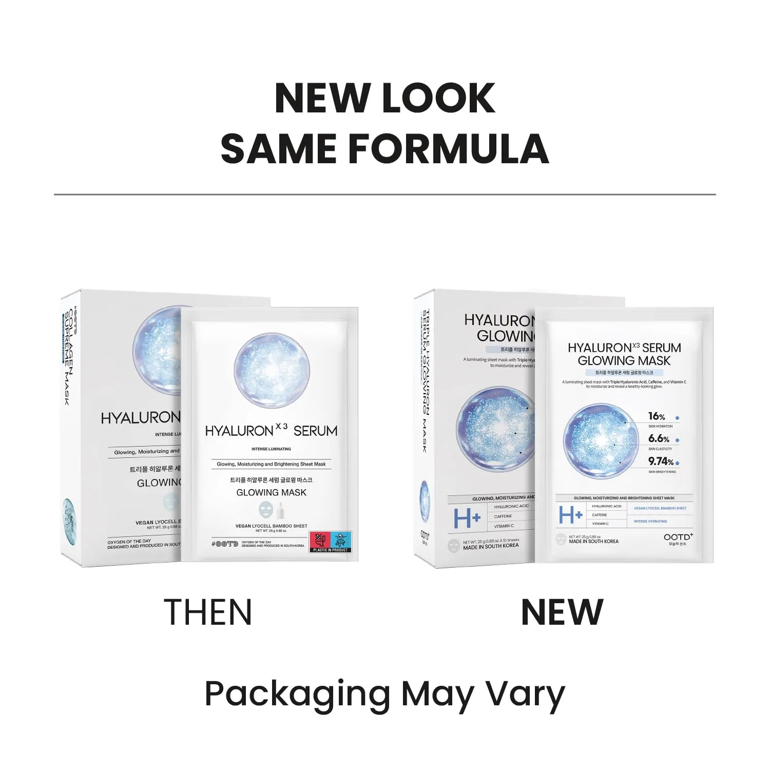 #OOTD Hyaluronic Acid Face Mask, Korean Vegan Hydrating Sheet Mask, 10 Pack