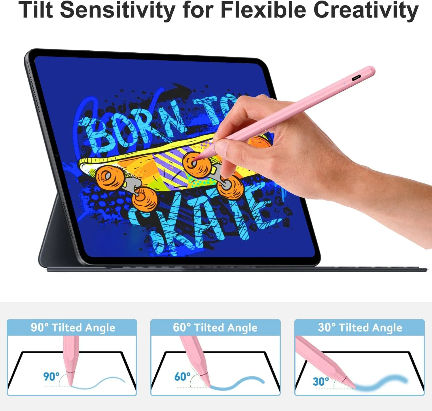 BLEBLE Stylus Pen for iPad 2018-2026, Fast Charge Apple iPad Pencil-Pink