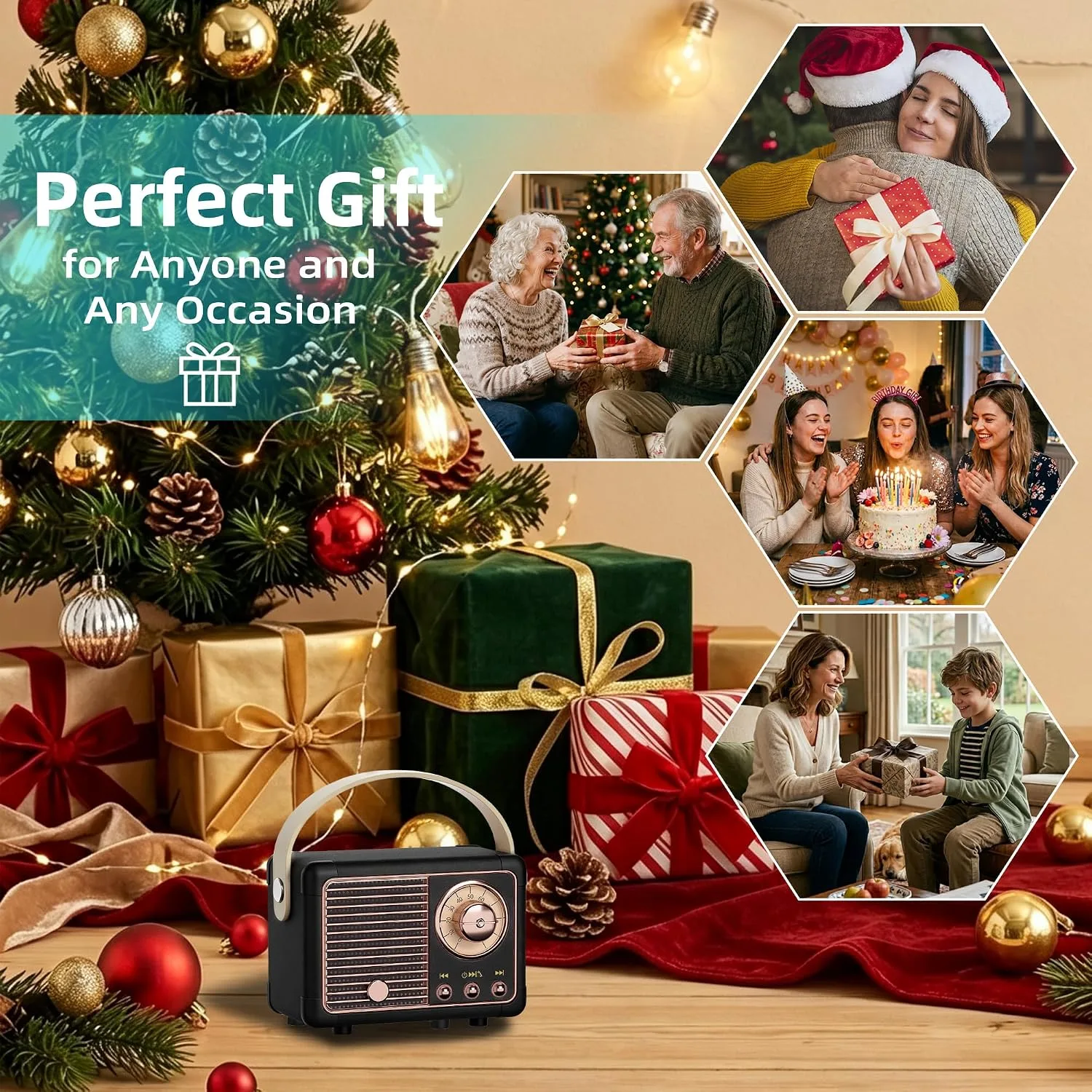 Baolira Retro Bluetooth Speaker, Small Portable Speaker, Gifts for Men Boys