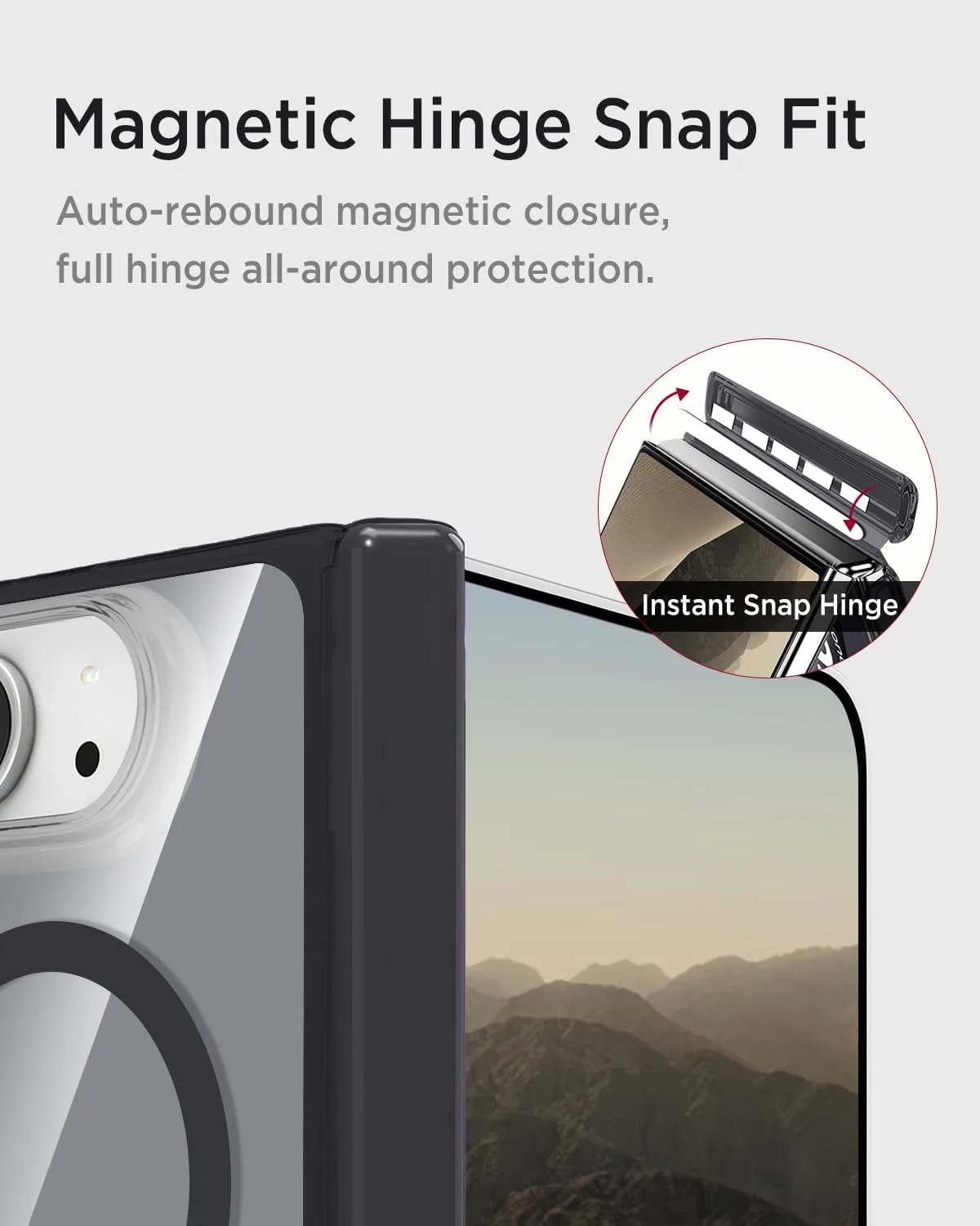 Miimall for iPhone Duo Case with Strong Magnet & Hinge Protection, [One Piece][Fit for Magsafe] Military Grade Shockproof Rugged Drop Protection Anti-Slip Men Cover for iPhone Duo Case Slim Gray