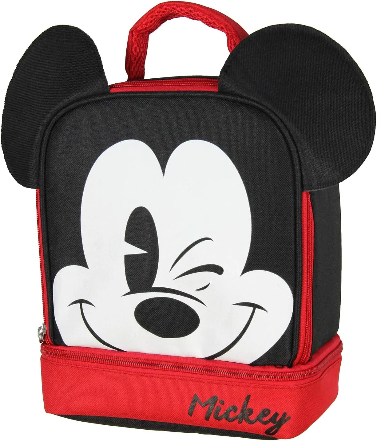 Disney Mickey Mouse Dual Compartment 3D Ears Winking Mickey Insulated Lunch Box 10"