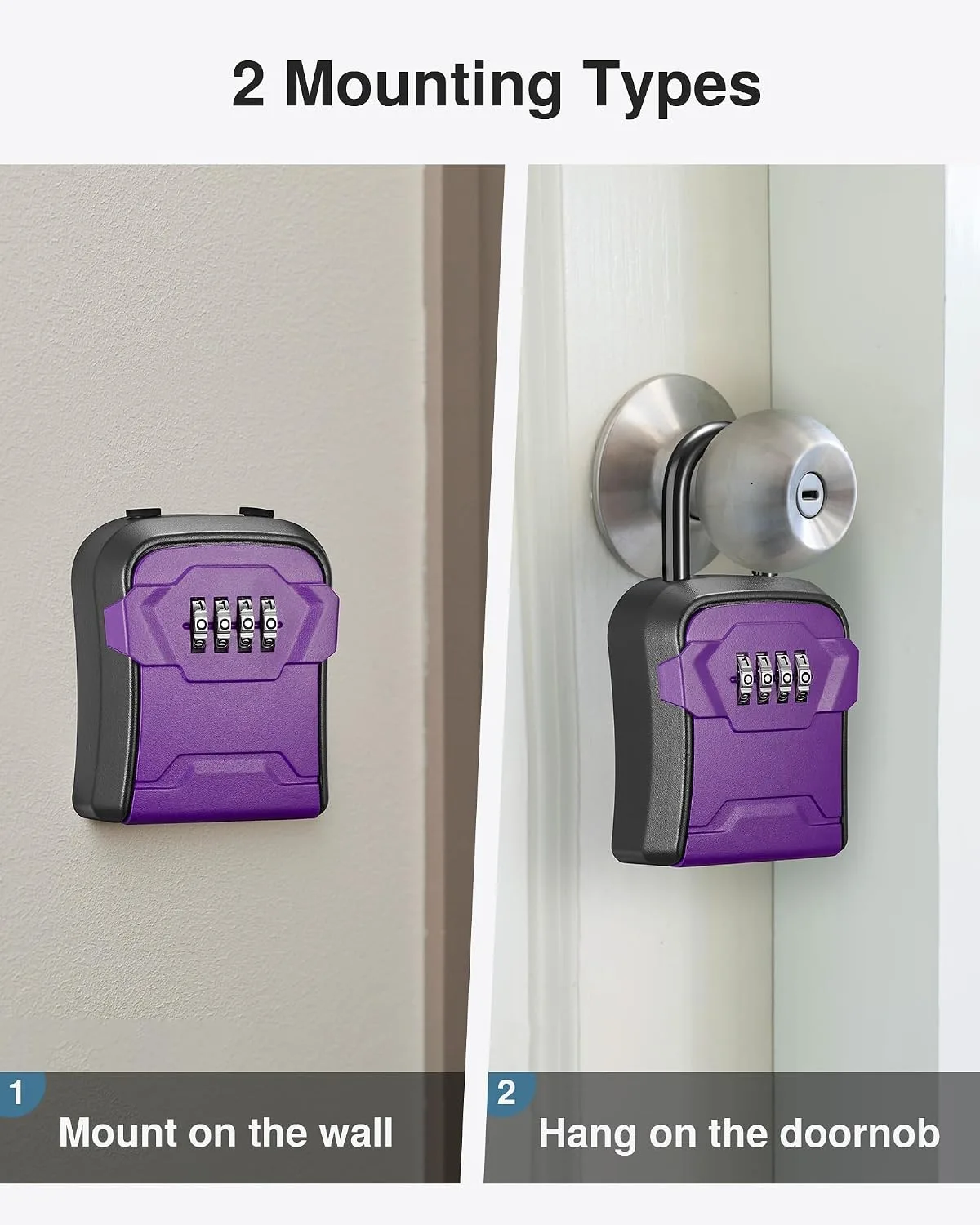 Puroma Key Lock Box for House Keys Combination Lockbox with Code, 1 Purple