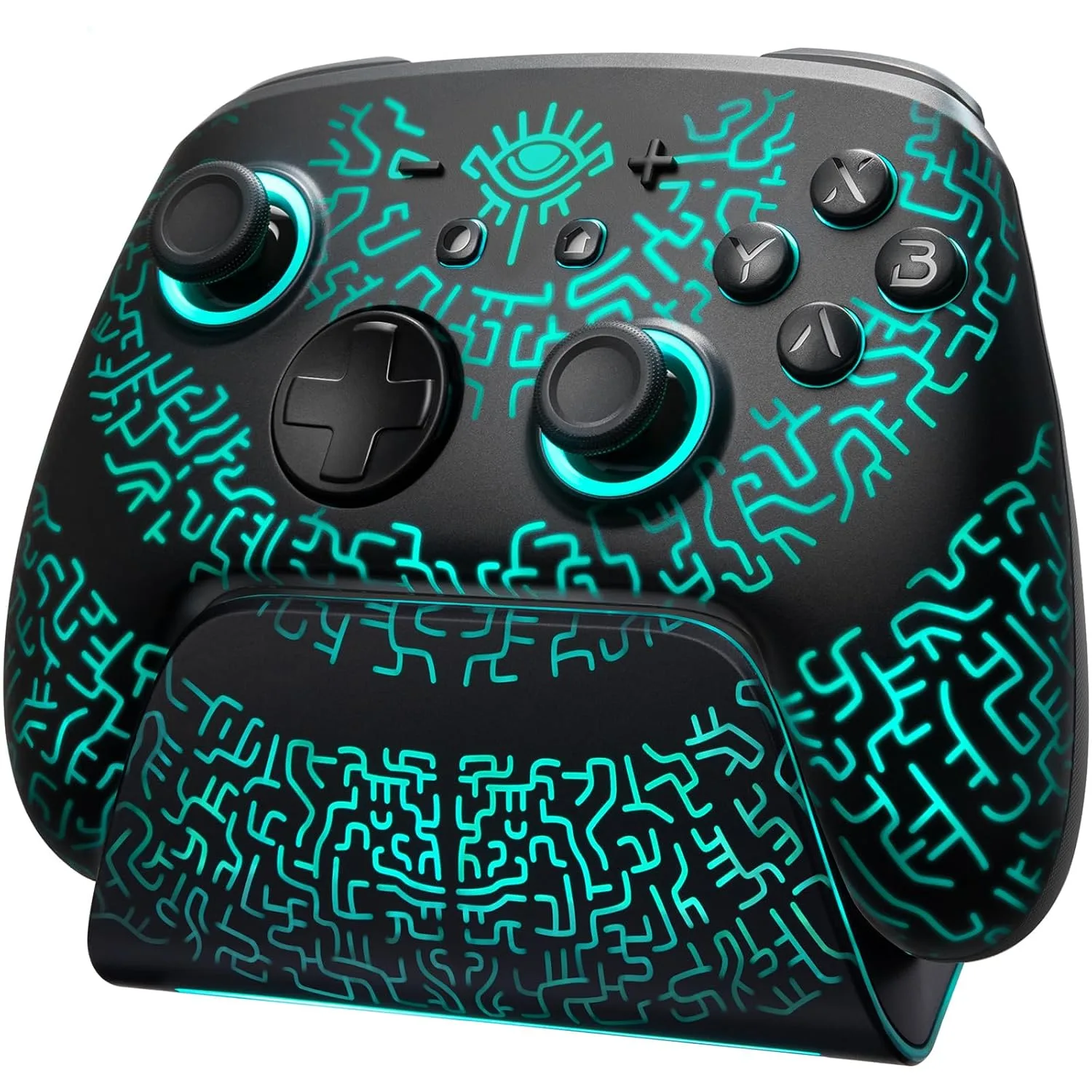 Switch 2 Wireless Controller with Charging Dock, Hall Effect Pro Controller for Switch 2/OLED/Steam Deck, Luminex Bluetooth Controles with Hidden Glow LED, Wake-Up, Turbo, Back Paddles & Motion